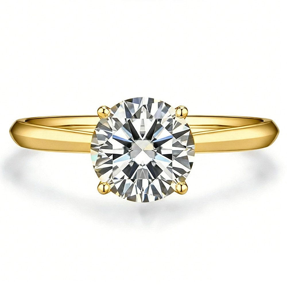Sternvoll Diamantring Verlobungsring Diamantring Goldring, Klassisches Design, 4er-Krappenfassung, Zeitlos, Brillantschliff