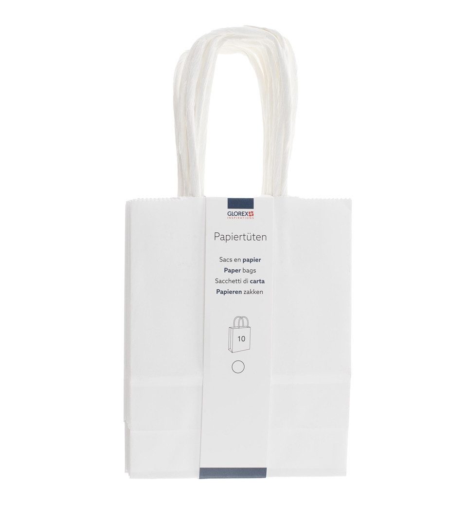 Glorex Geschenkpapier Glorex Papiertragetasche mit Kordelgriff weiß 10