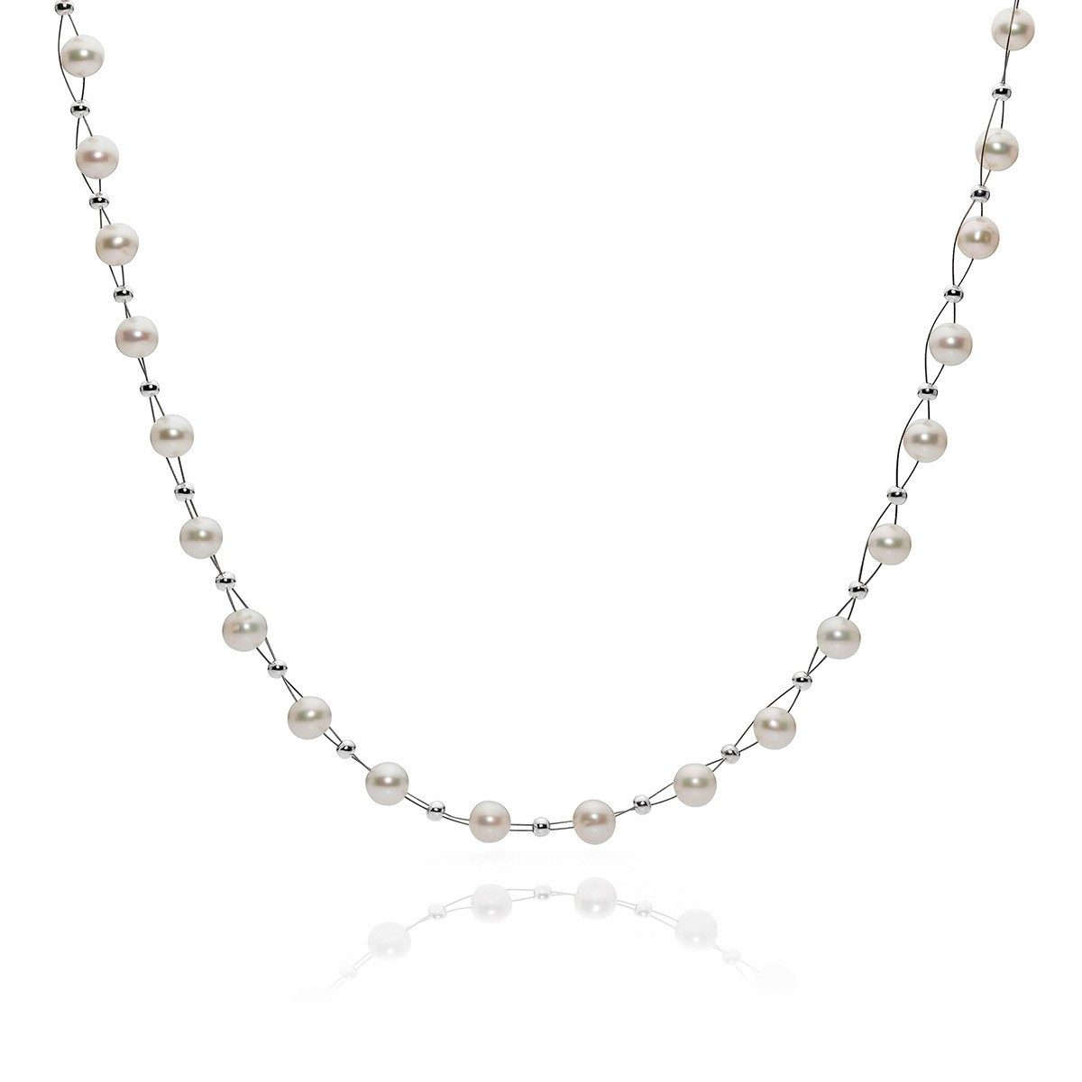 Schmuck Krone Perlenkette Kette aus echten Perlen & 925 Silber, creme-weiß, günstig online kaufen