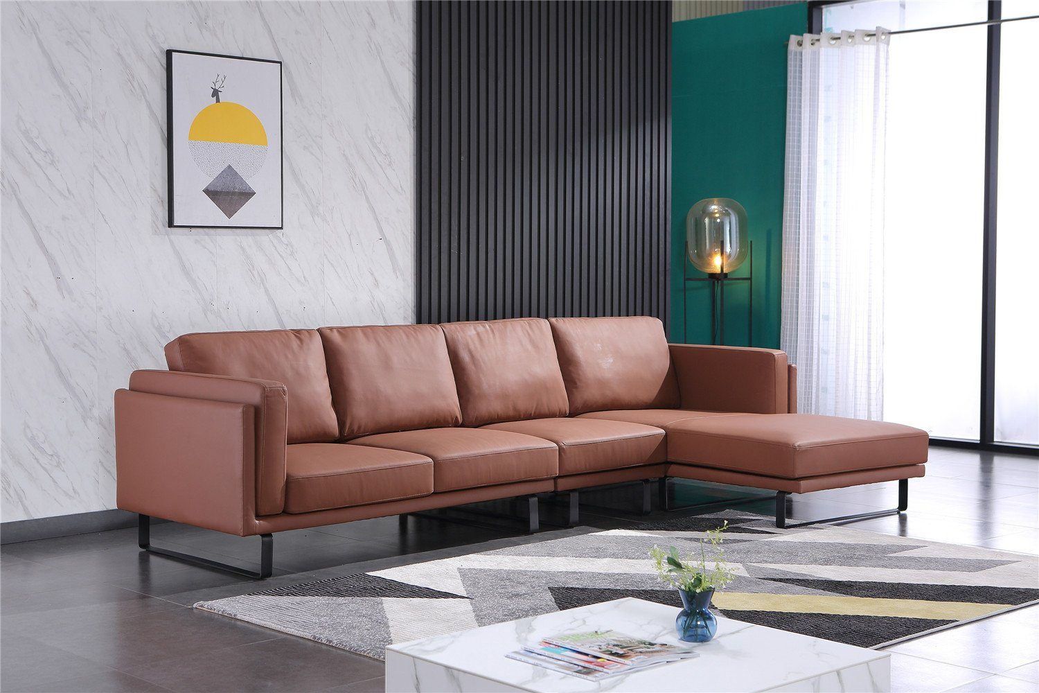Sofagarnitur Braun Couch Eck Design Sofa Ecksofa, Garnitur JVmoebel Ecksofa Ledersofa Modern
