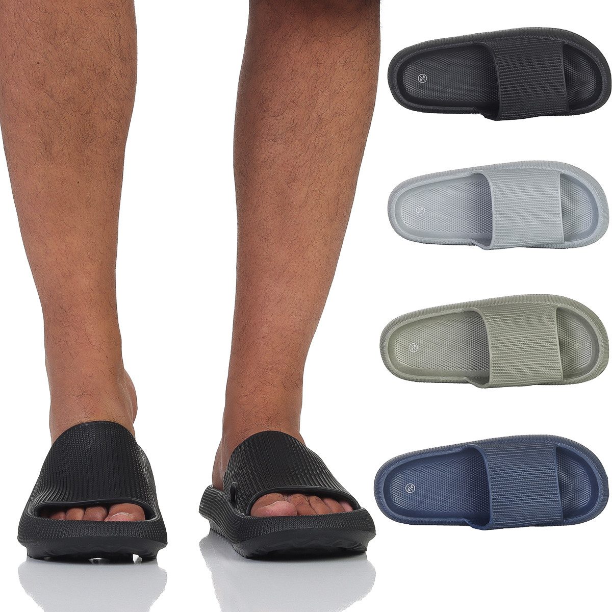 simaranda Herren Damen Schlappen 4446 42-43 Hellgrau Schlappen