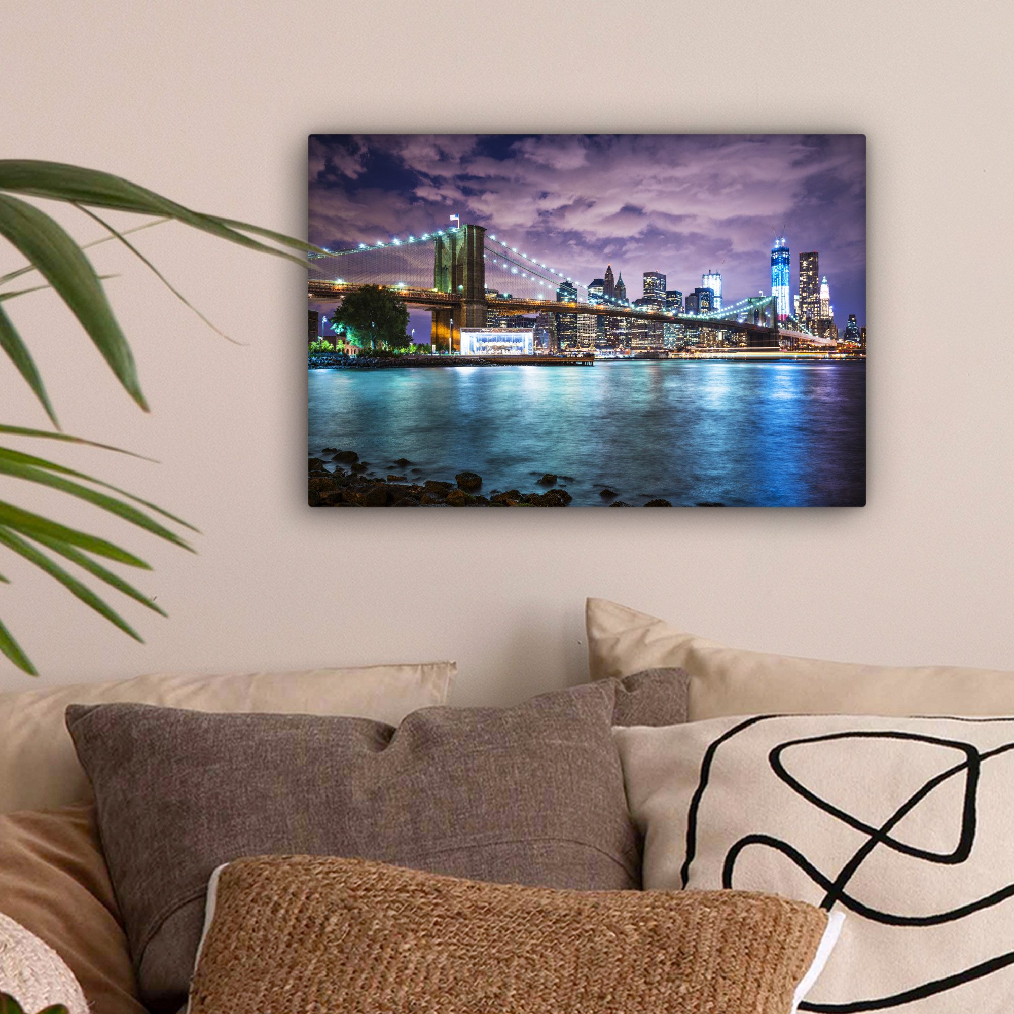 OneMillionCanvasses® Leinwandbild New York - Skyline - Stadt - Farben, Foto günstig online kaufen