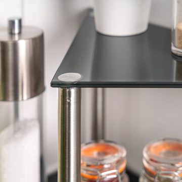 bremermann Küchenregal Glas-Eckregal, Küchenregal mit Glasplatten und Edelstahlfüßen, grau