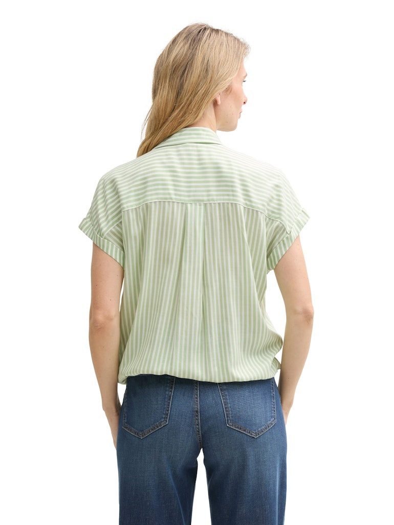 TOM TAILOR Kurzarmbluse blouse striped shortsleeve true green white thin st günstig online kaufen