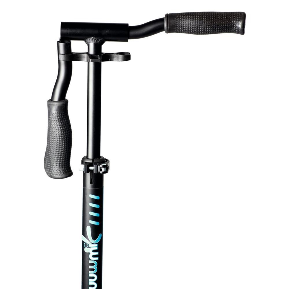 Muuwmi Cityroller Aluminium Scooter Pro 215mm blau Tretroller für Kinder und Erwachsene, Extra breiter BMX-Style-Lenker, Optimierter Klappmechanismus