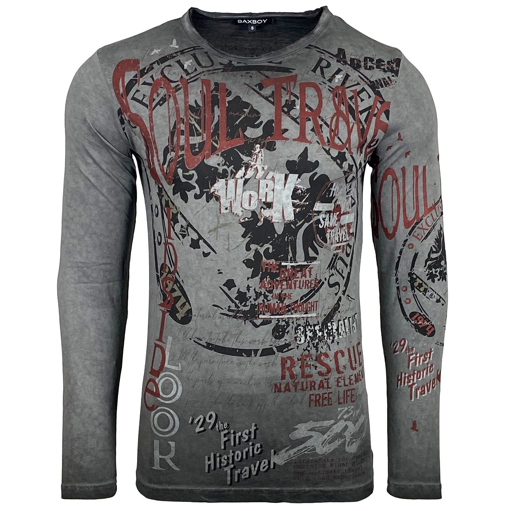 Baxboy Longshirt Herren Longsleeve T-Shirt Moderner Männer Langarmshirt B-7 günstig online kaufen