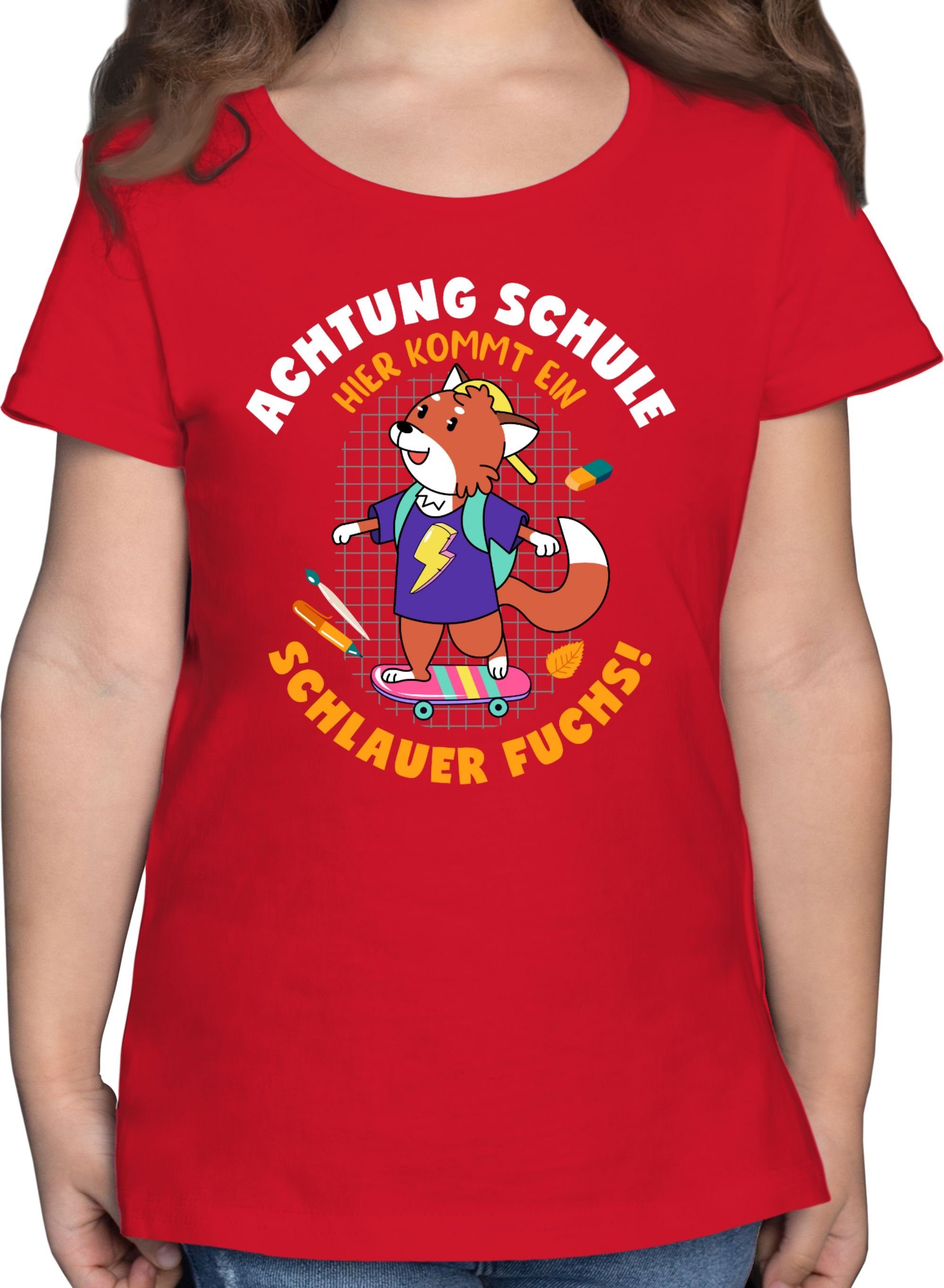 Mädchen Shirtracer 3 T-Shirt Schlauer Einschulung Rot Fuchs