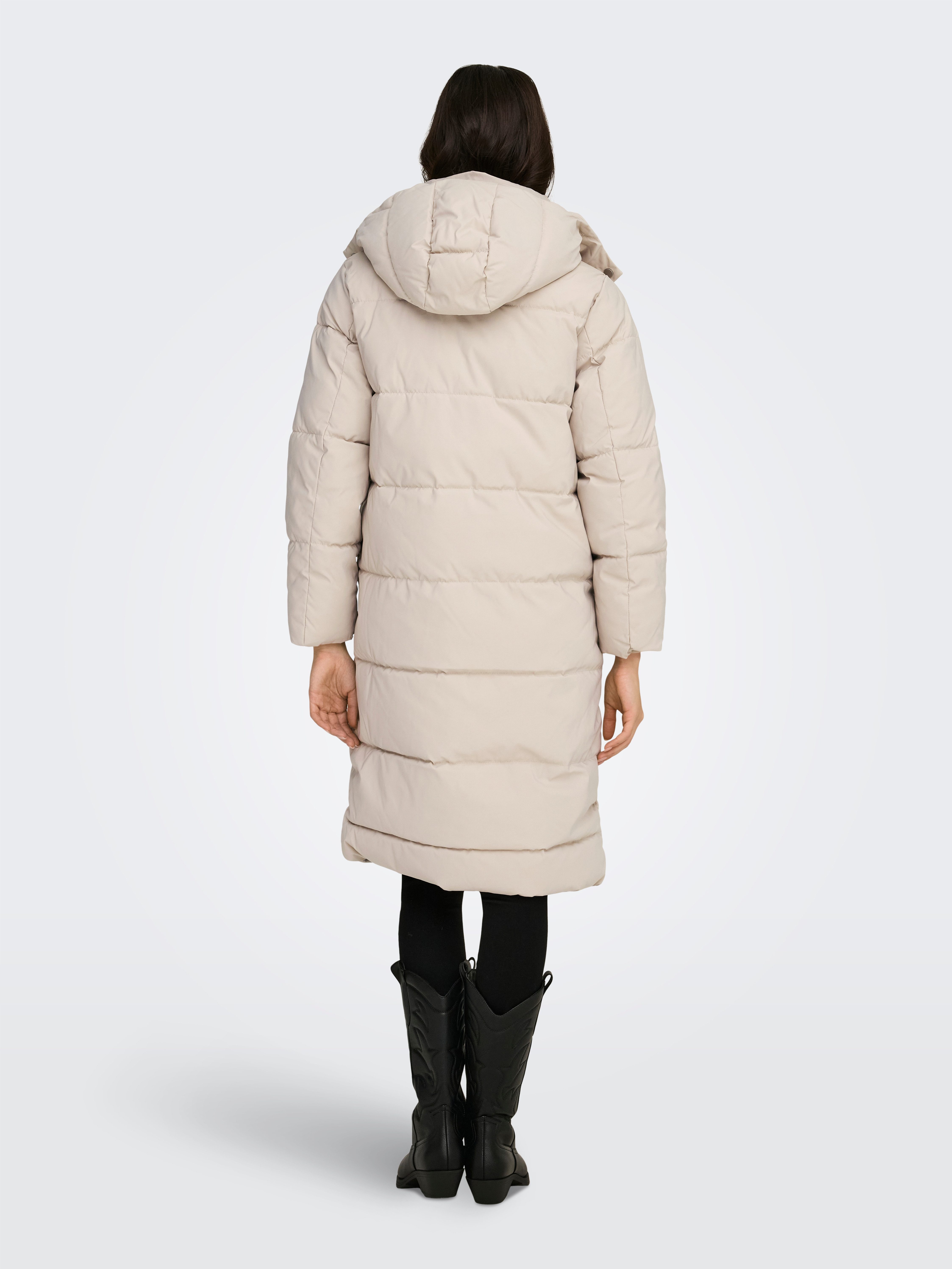 JDY Steppmantel JDYMAJA LONG PADDED JACKET OTW YFM NOOS mit Kapuze, verdeckter Reißverschluss