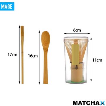 MAVURA Teelöffel MATCHAX Matcha Besten Set Teezeremonie Bambusbesen, Chasen Bambus Schneebesten Chashaku 3-teiliges Set