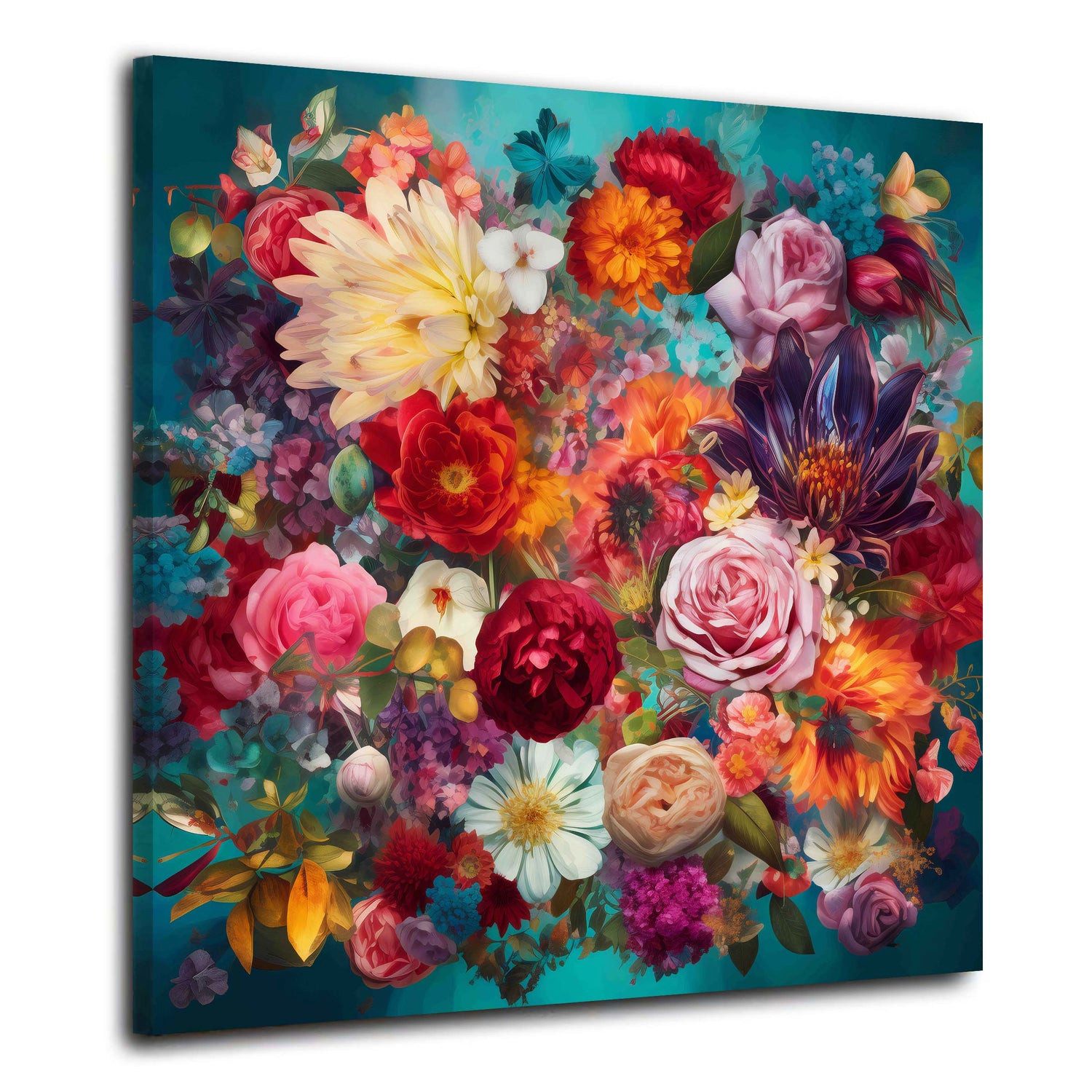 Artedinoi Leinwandbild Leuchtender Blütenmix Farbenpracht Leinwandbild Wandbild Kunstdruck XL, Bunter Blütenmix