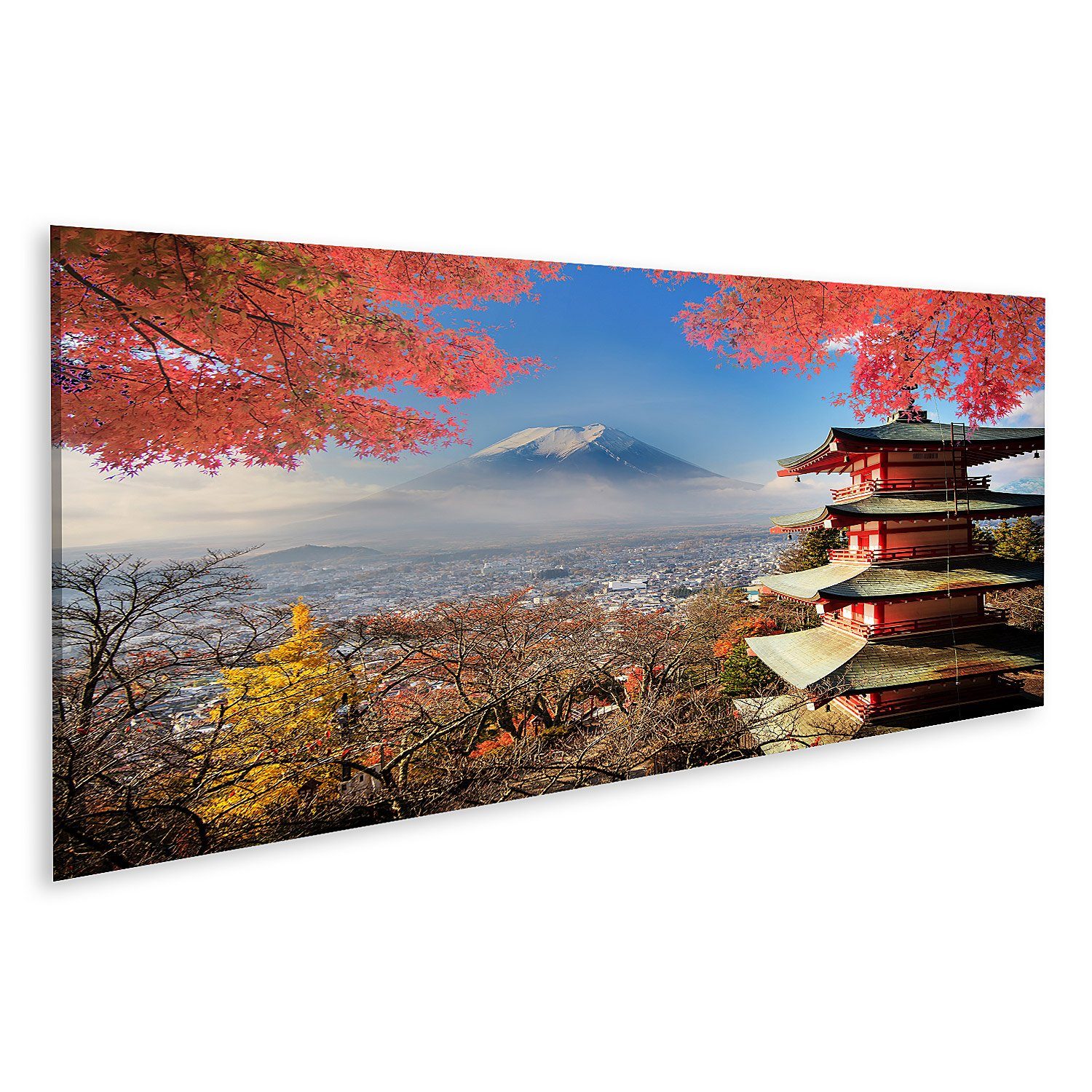 islandburner Leinwandbild Bild auf Leinwand Berg Fuji mit Herbstfarben in Japan Wandbild Poster