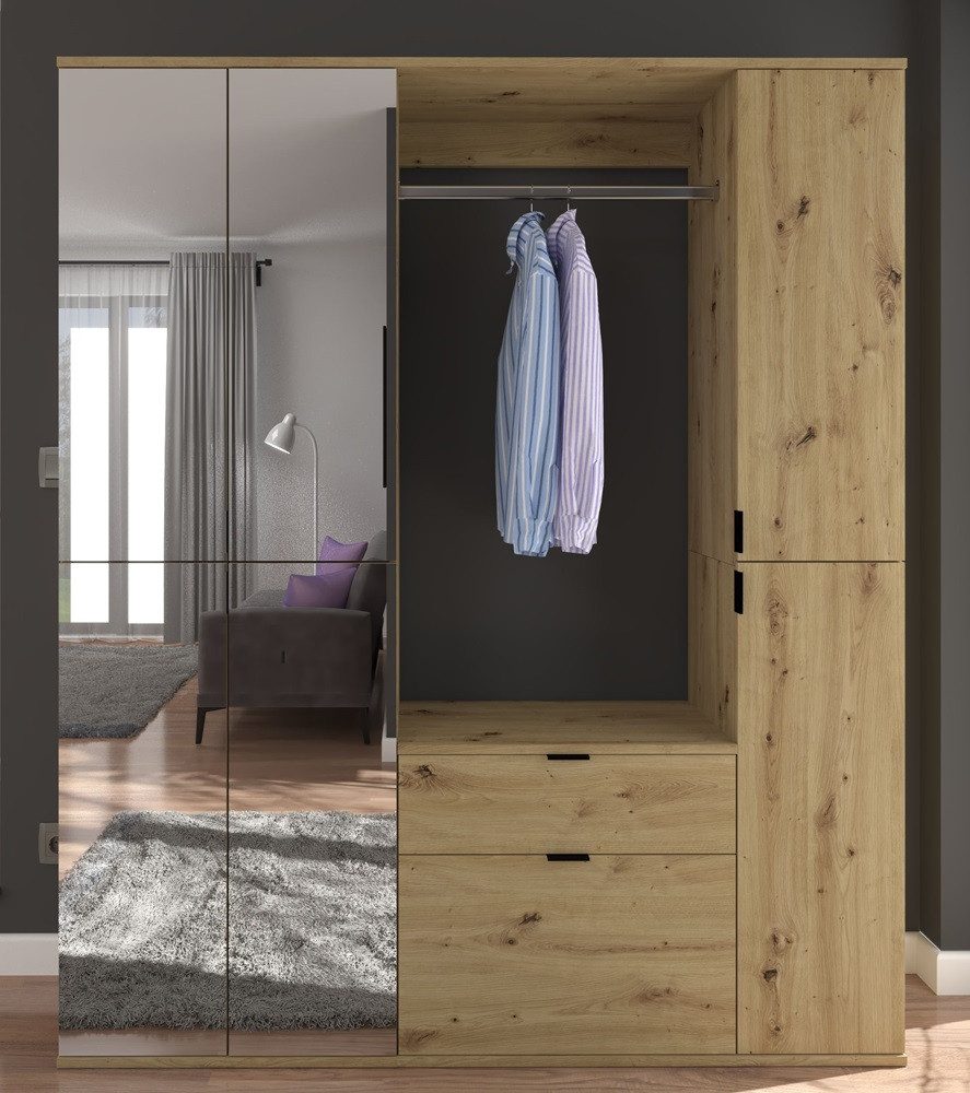 Garderoben-Set Garderoben Set Projekt X 2, Artisan Eiche / Spiegeltüren, 3-teilig