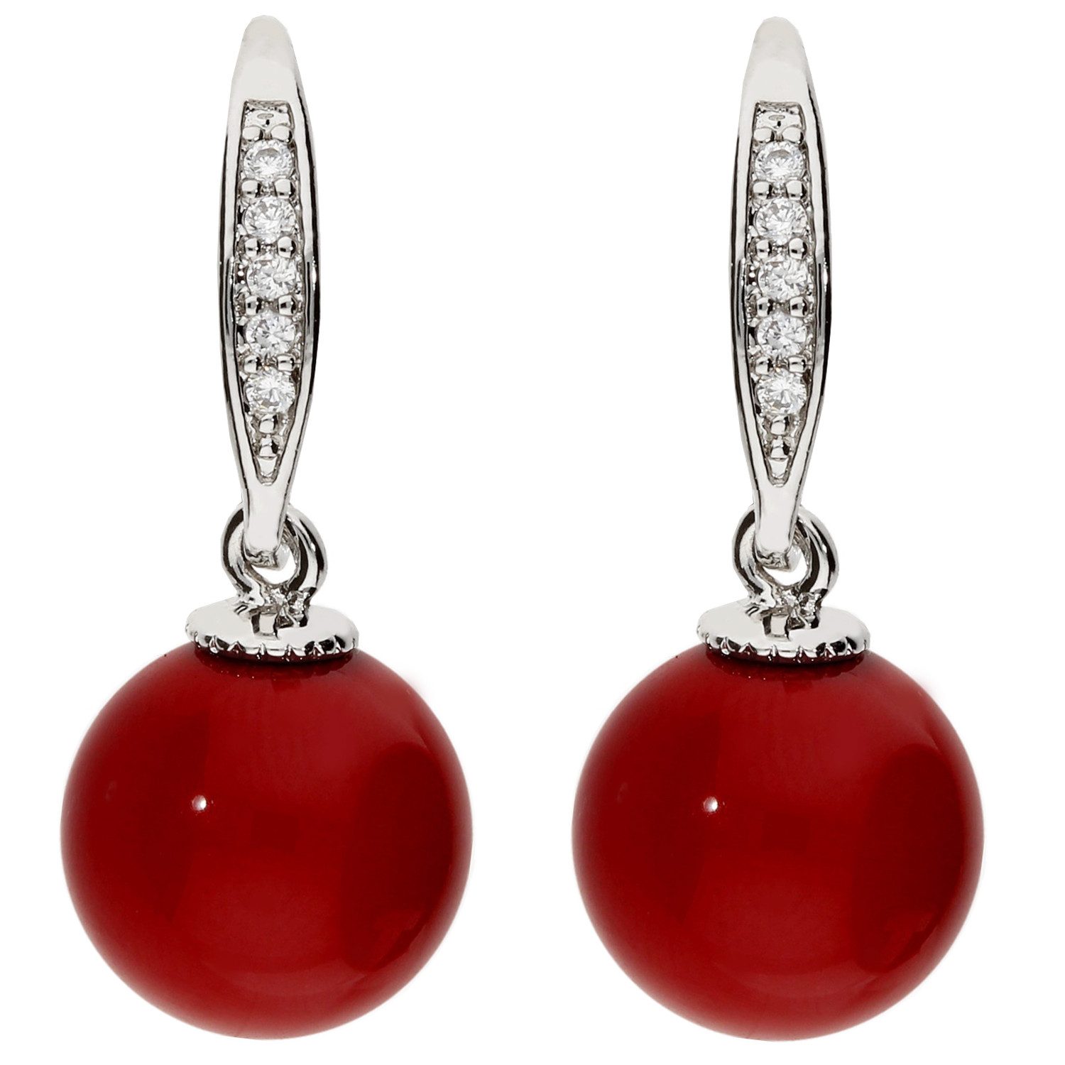 LÖB Paar Ohrhänger Ohrringe Hängend Zirkonia Steine Tropfen Perlen Anhänger günstig online kaufen