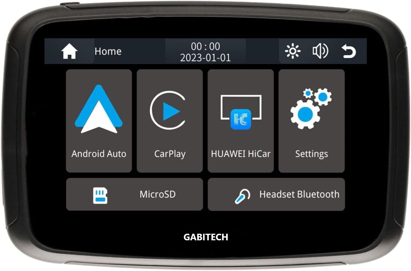 GABITECH 5 Zoll GPS Navigationsgerät Navi Für Motorrad. Carplay Android Auto Motorrad-Navigationsgerät (Touchscreen und Dual-Bluetooth. Wasserdichtes)