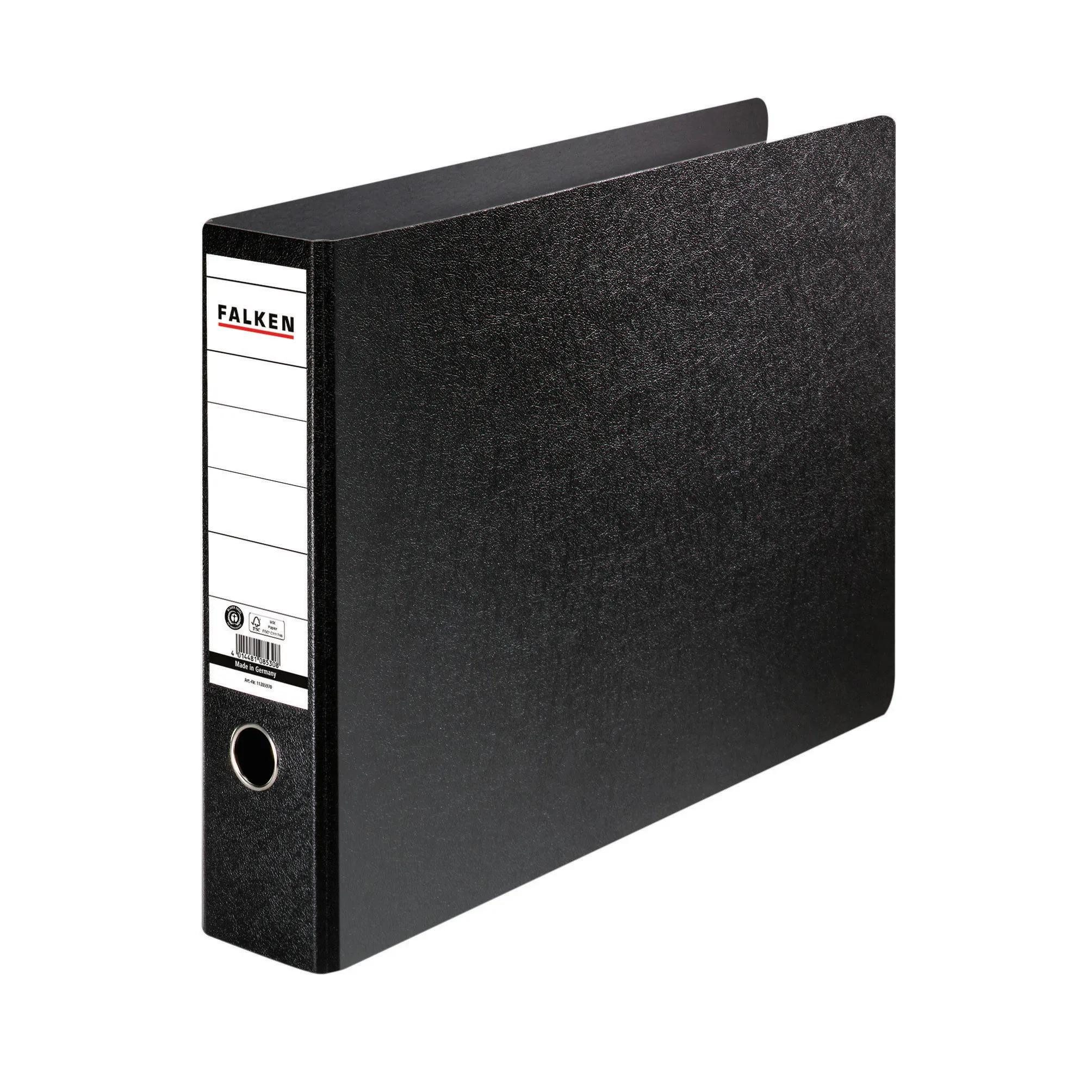 Falken Aktenordner 16x Ordner A3 quer Hartpappe, Rücken 80mm - Schwarz - 11285970F, Ordner Wolkenmarmor