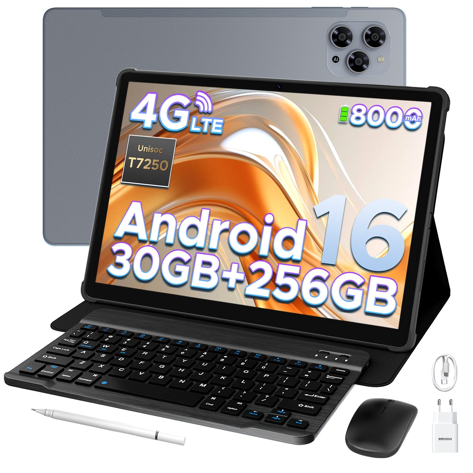 DOOGEE TAB G6 Android 16 Tablet mit SIM Card Slot, 11 Zoll Tablet (11", 256 GB, Android 16, 4G LTE, 6GB RAM + 256GB ROM, 90Hz IPS, Widevine L1, 4G LTE/5G WiFi/Face ID)