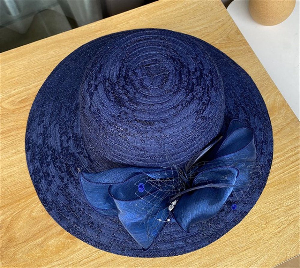 Sonnenhut,Geeignet Strohhut Strandhut Blau für Anlässe,Damen Dsen formelle
