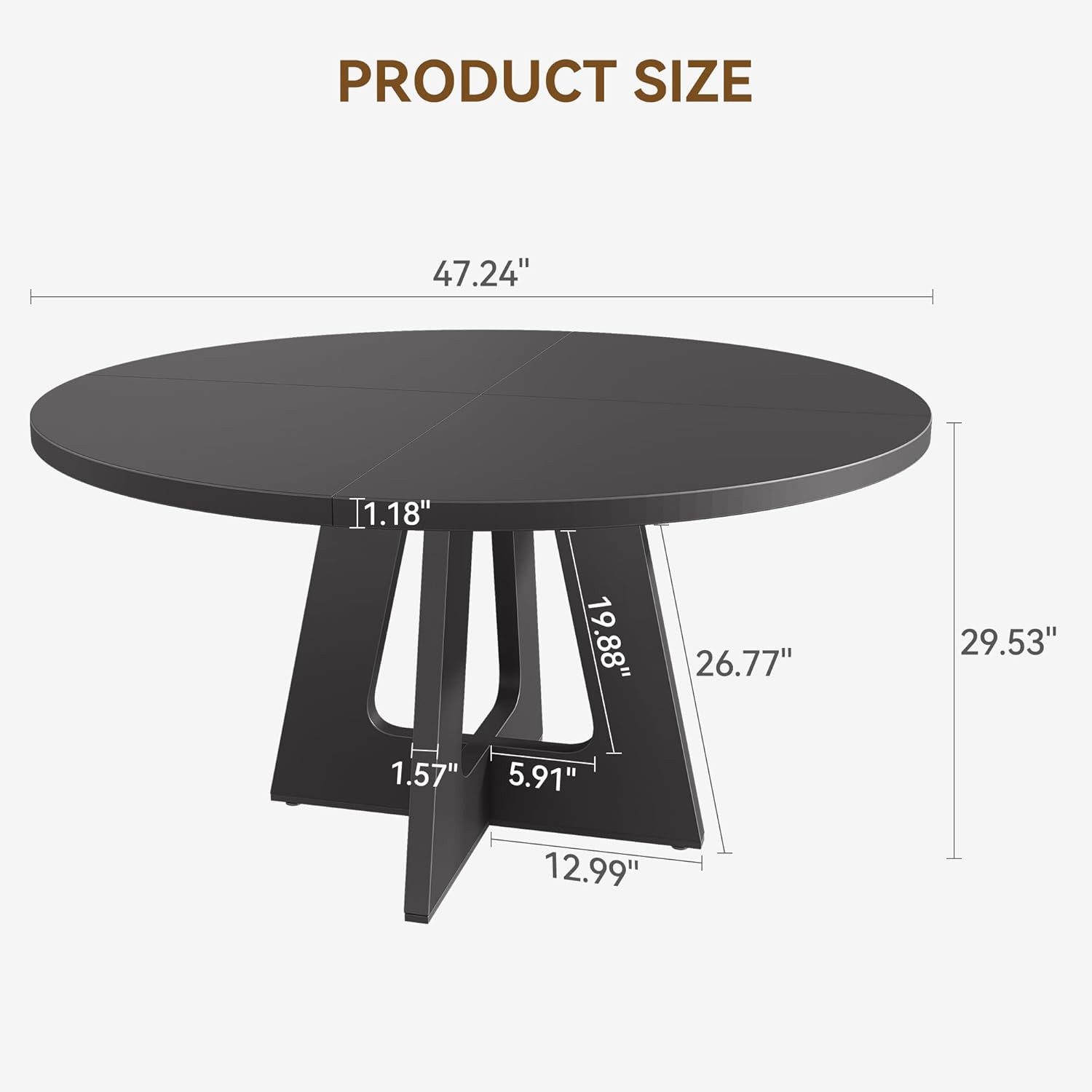 GarveeMore Esstisch runder im Industriestil mit Holzplatte und Beinen,120cm günstig online kaufen