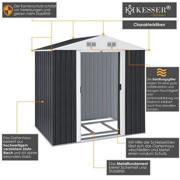 KESSER Gartenhaus, BxT: 132x132 cm, XL Metall Gerätehaus 4,2m³ mit Fundament 182x118x186 cm