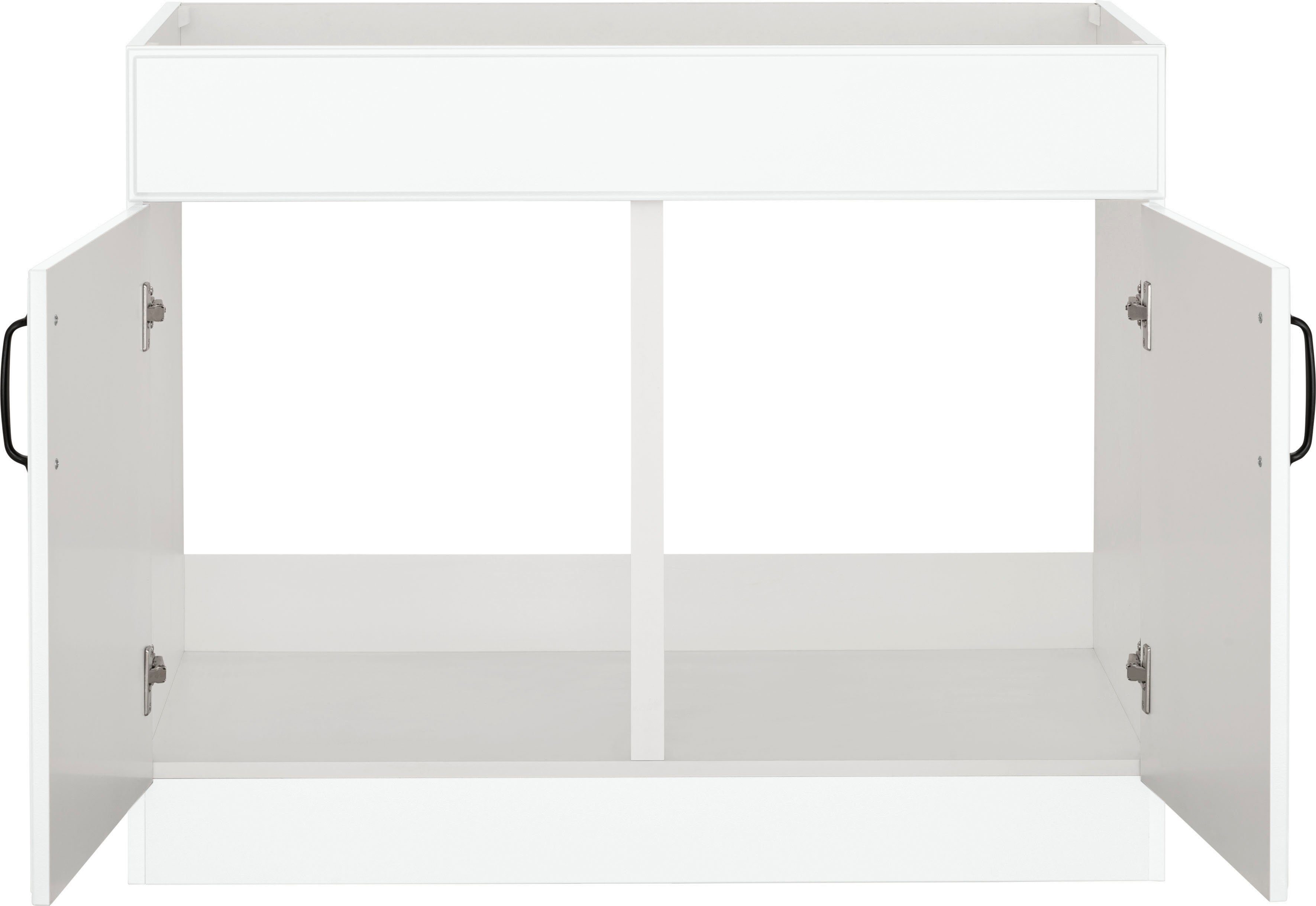 wiho Küchen 100 Erla Spülenschrank | Kassettenfront, Arbeitsplatte ohne breit cm Weiß mit Weiß/Weiß