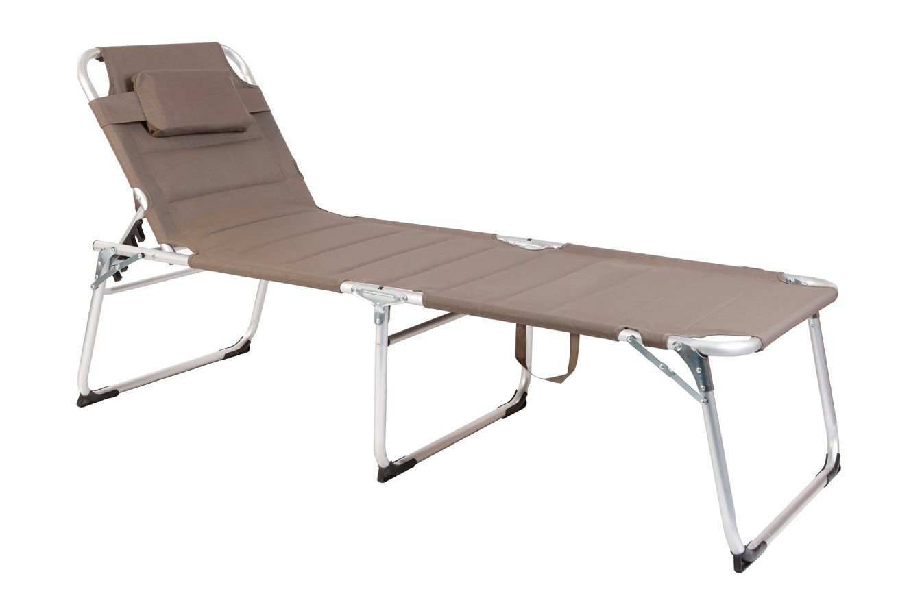 LEX Gartenliege XXL Sonnenliege Dreibeinliege Gartenliege Taupe gepolstert
