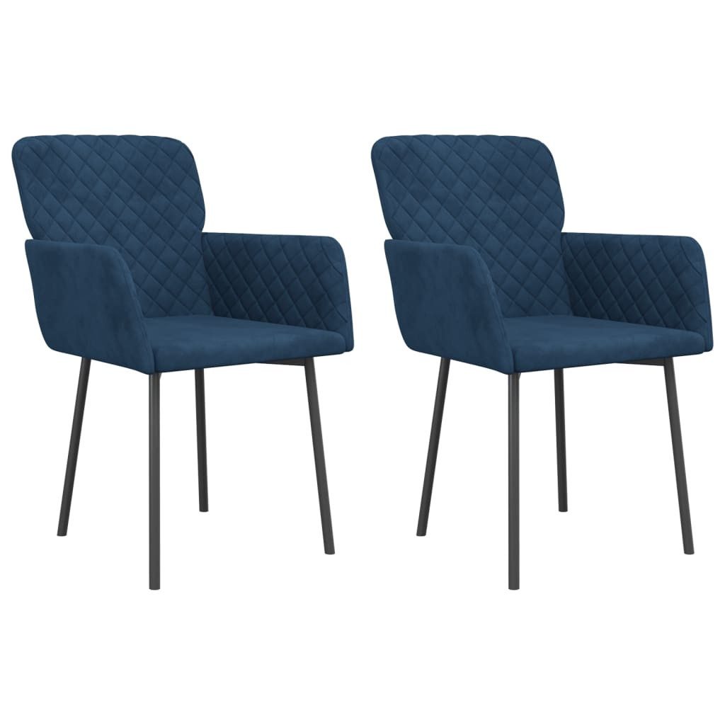 Esszimmerstuhl Esszimmerstühle 2 Stk. Blau Samt