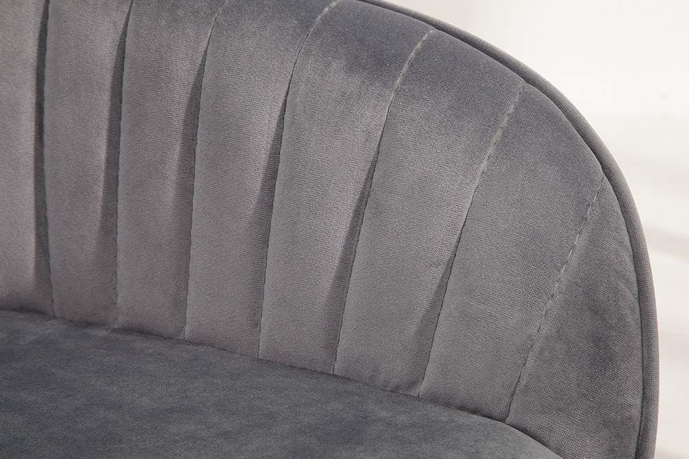 LebensWohnArt MILAN Armlehnen Samt Eleganter grau Stuhl Ziersteppung Stuhl
