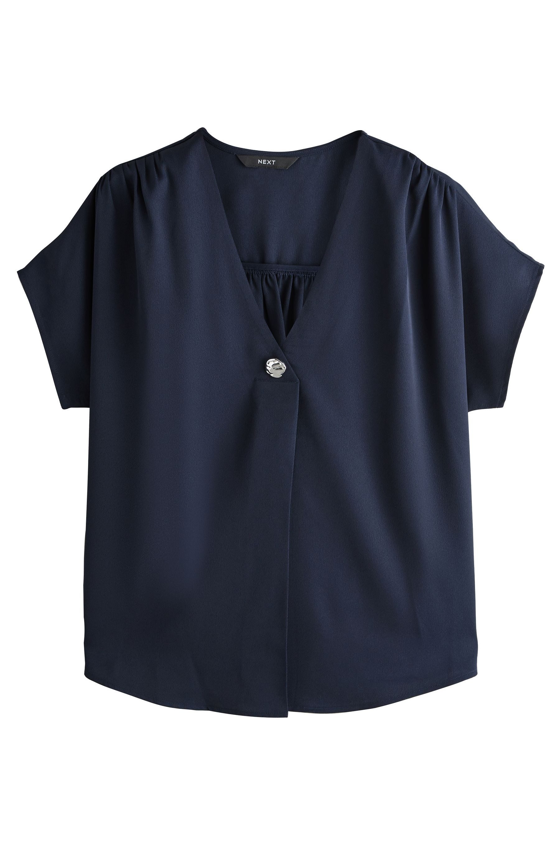 Next Kurzarmbluse Kurzärmelige Bluse mit V-Ausschnitt (1-tlg) günstig online kaufen