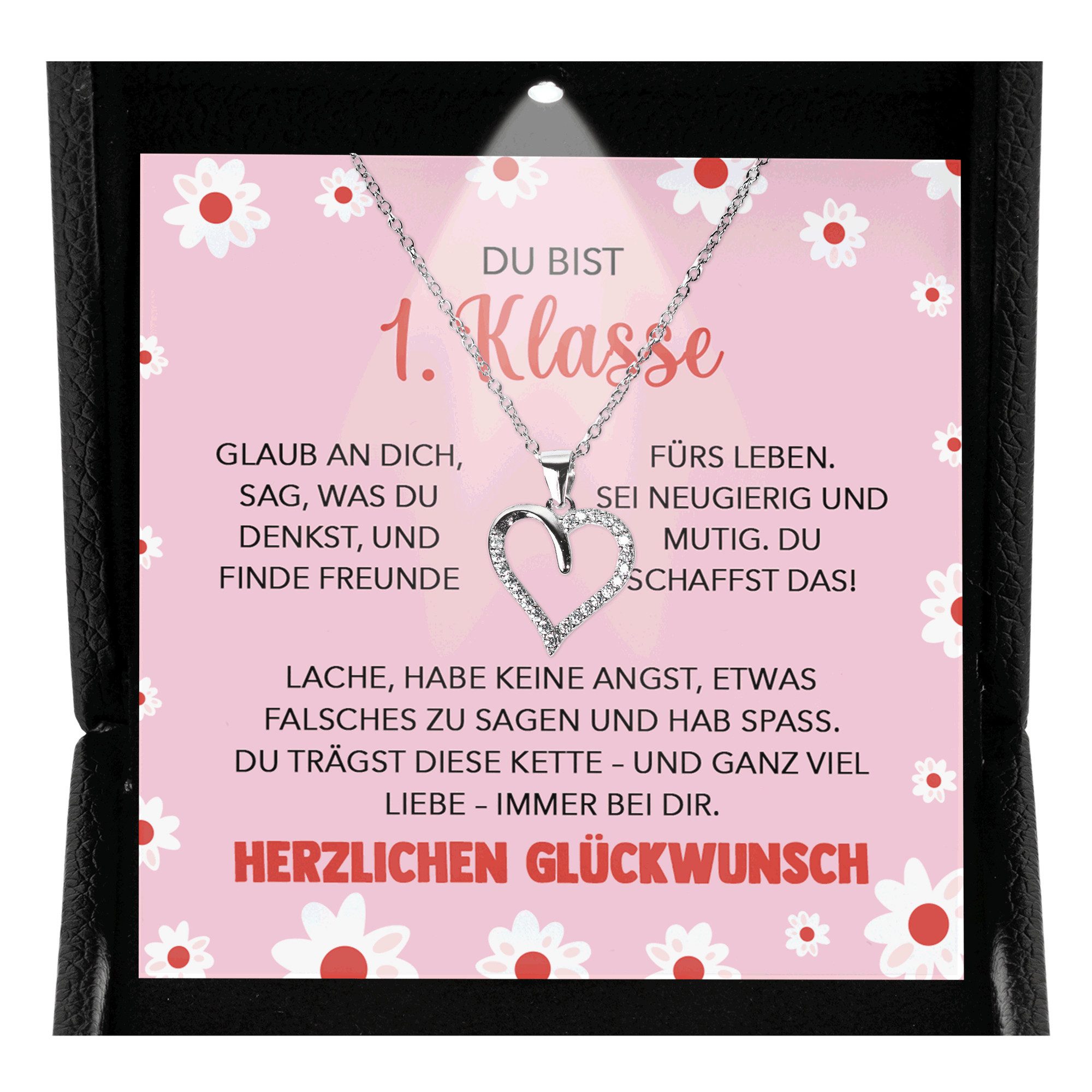 22Feels Schmuckset Mädchen Einschulung Geschenk Schmuck 1. Klasse Schulanfang Halskette, Silber 925/000, Geschenkset Made In Germany, Premium Licht Etui