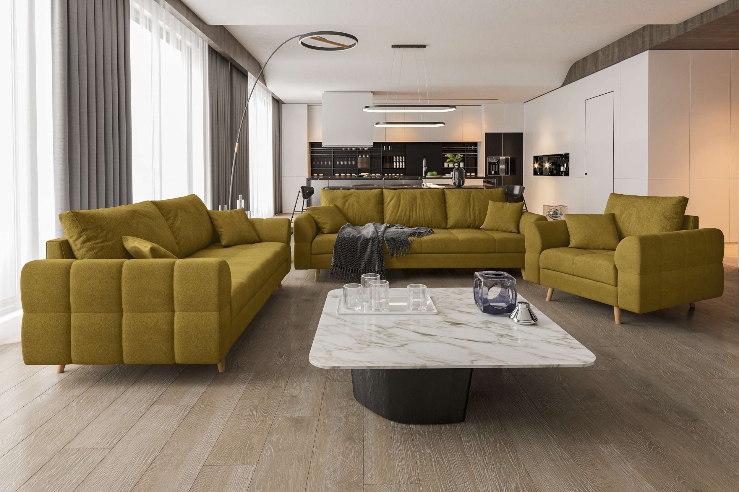 99rooms Polstergarnitur Bello, (Couchgarnitur, Set (3-tlg), günstig online kaufen