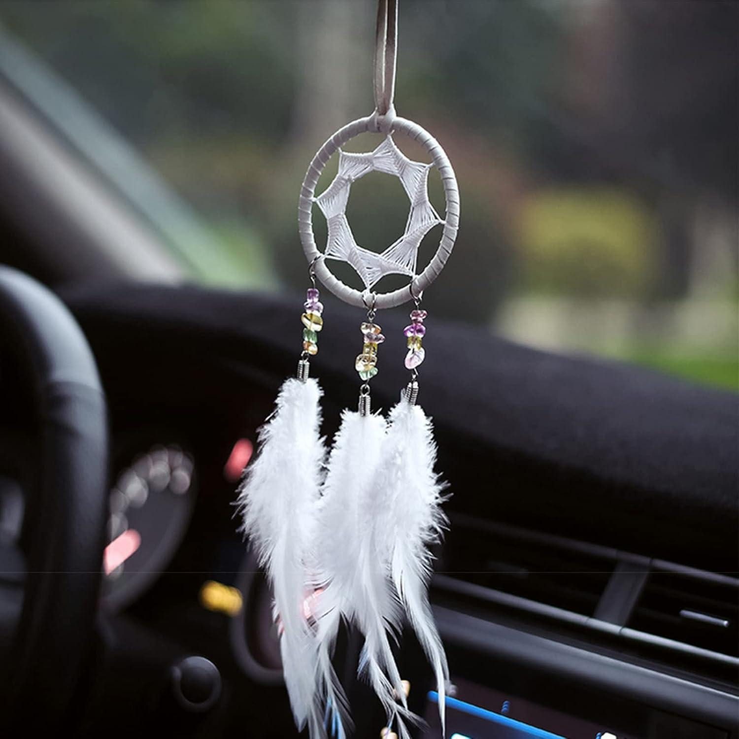 LuxusKollektion Traumfänger Traumfänger mini handgefertigt mit Federn Perlen für Auto Rückspiegel