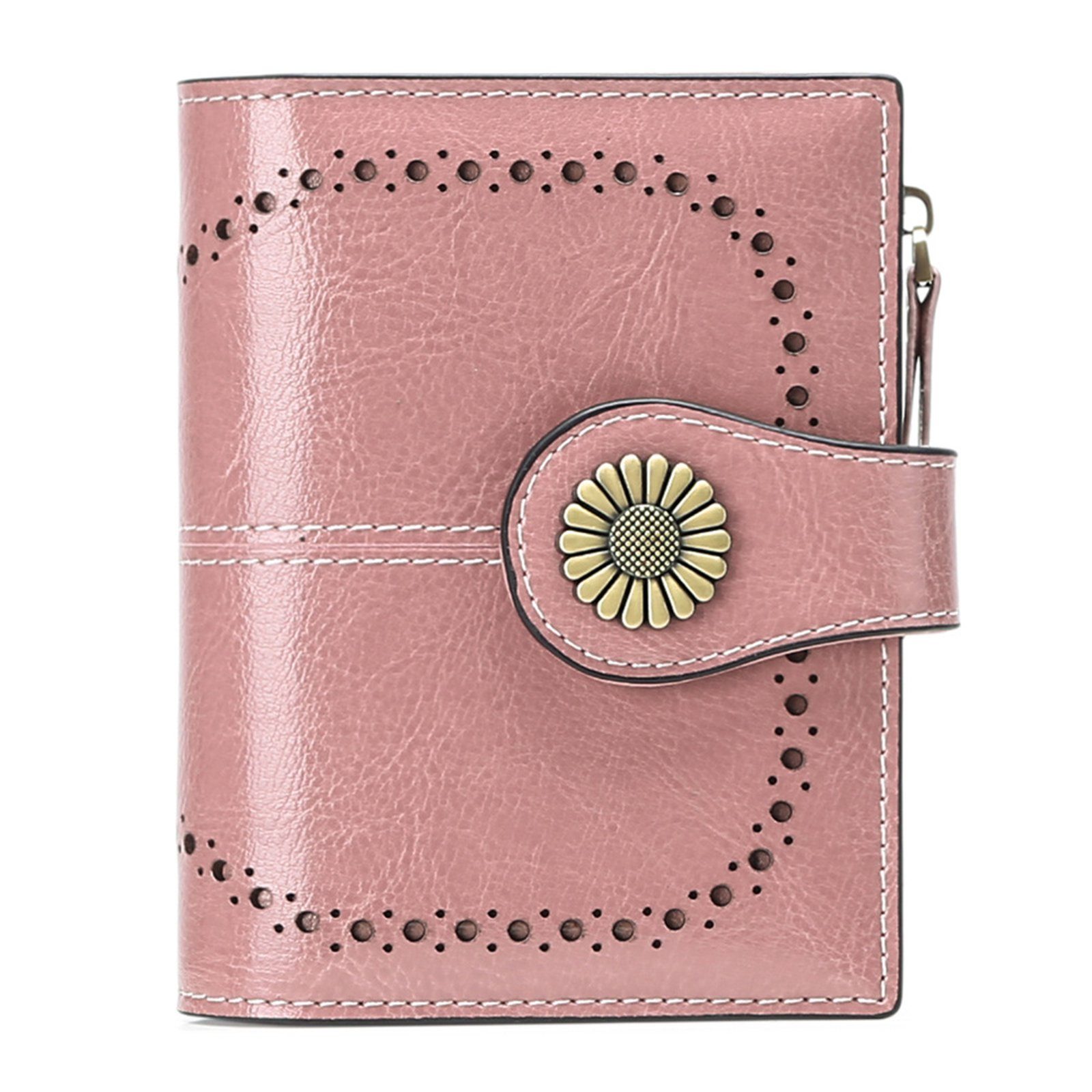 Wörleonline Geldbörse Damen Geldbörse, klein, mit RFID-Schutz und praktischer Einteilung, echt Leder rosa