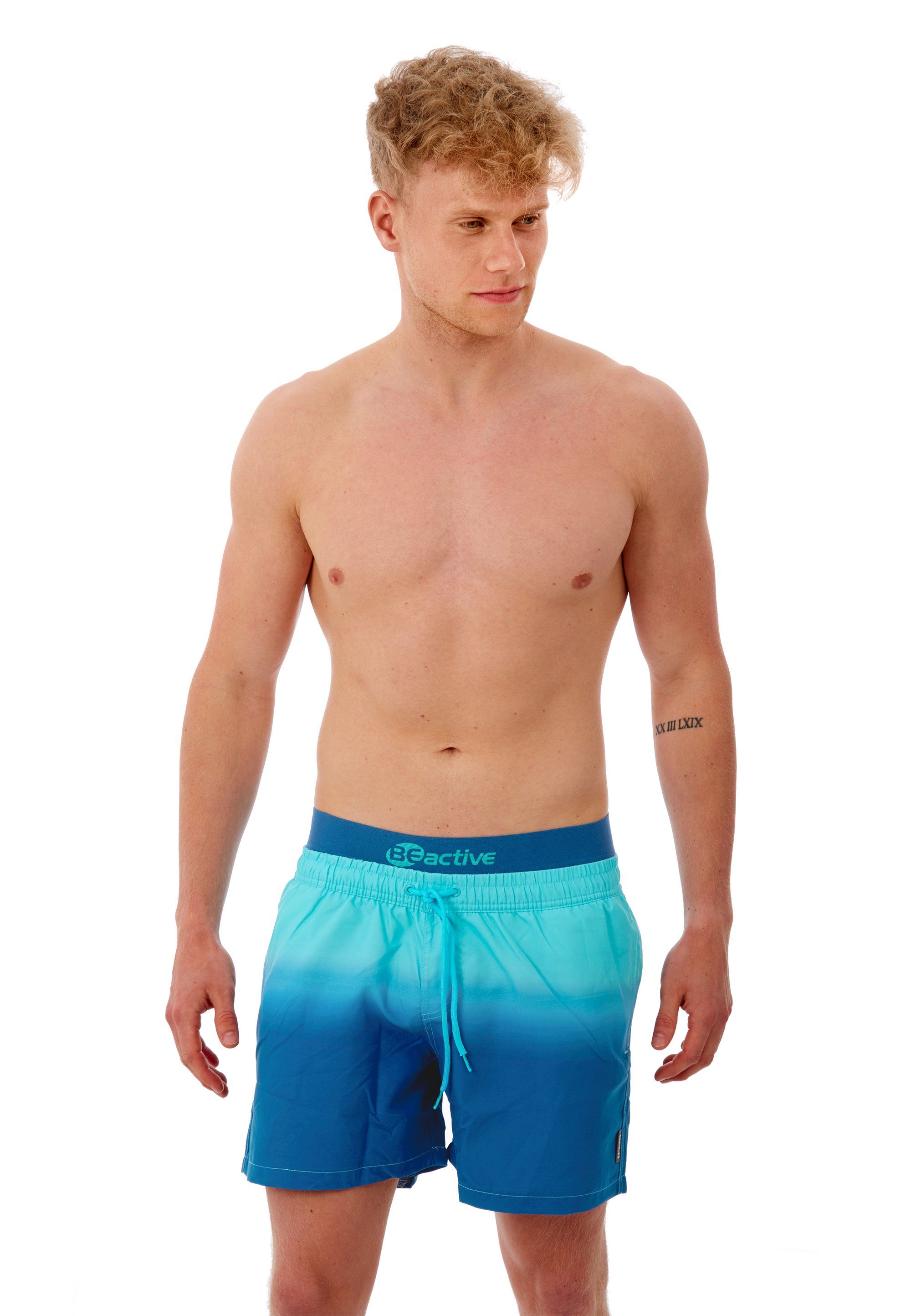 (1-St) Shorts dunkelblau Beco Badehose mit hellblau, BEactive Swim Farbverlauf Beermann coolem