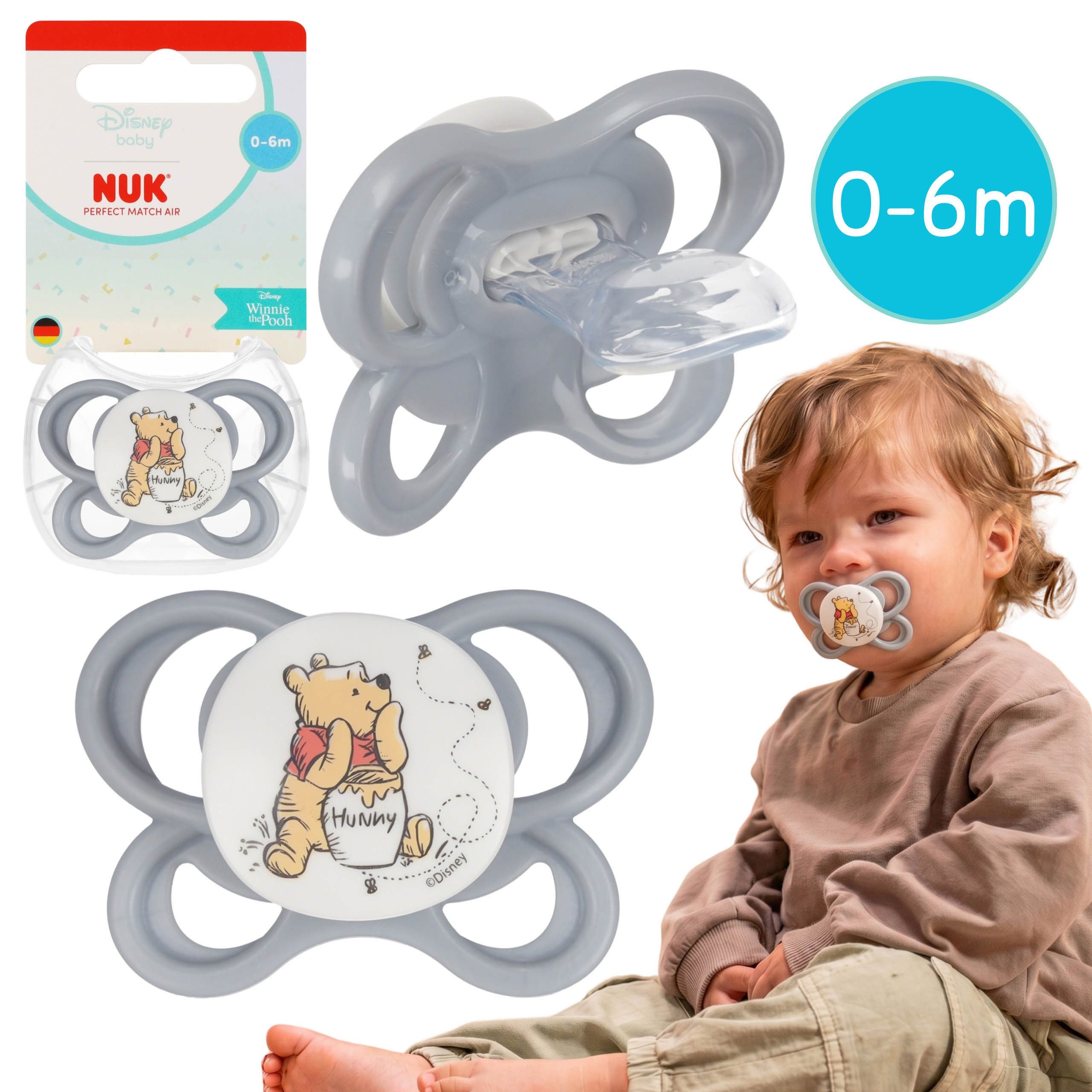 Schnuller NUK Winnie Puuh Schnuller Silikon 0-6 Monate mit Etui