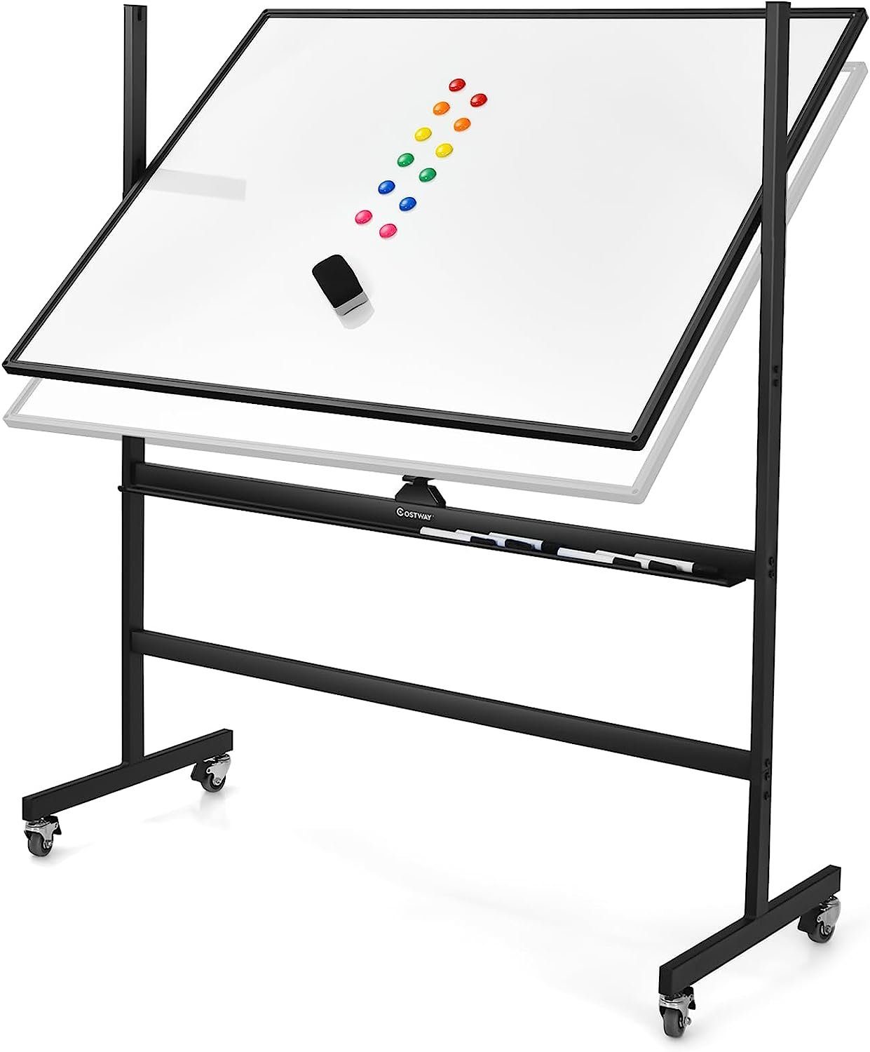 KOMFOTTEU Whiteboard Marker Magnettafel, 360° drehbar, 90 x 120 cm