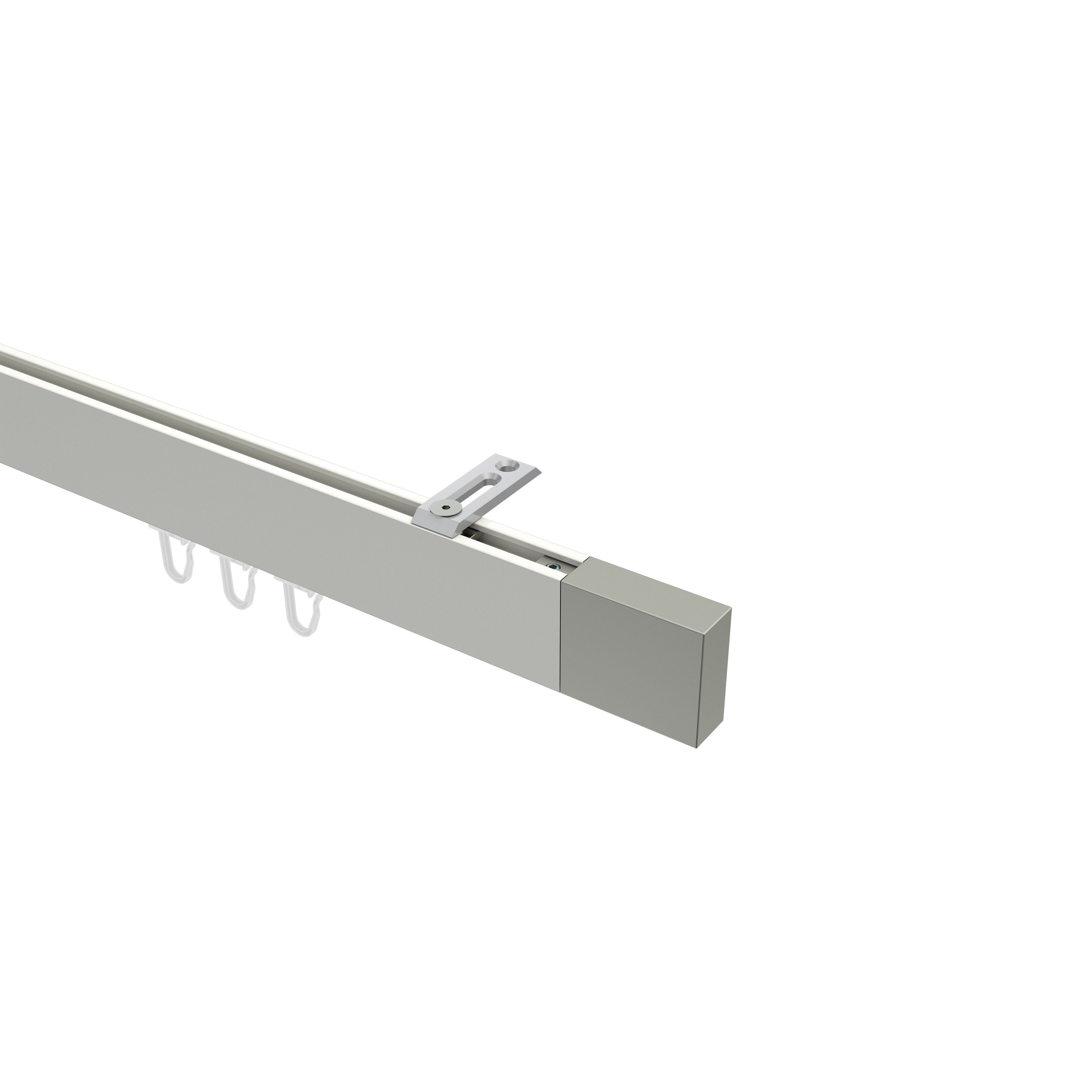 Gardinenstange Smartline Lox, INTERDECO, 1-läufig, 14x35 mm, eckig, Deckenmontage, Weiß / Edelstahl-Optik