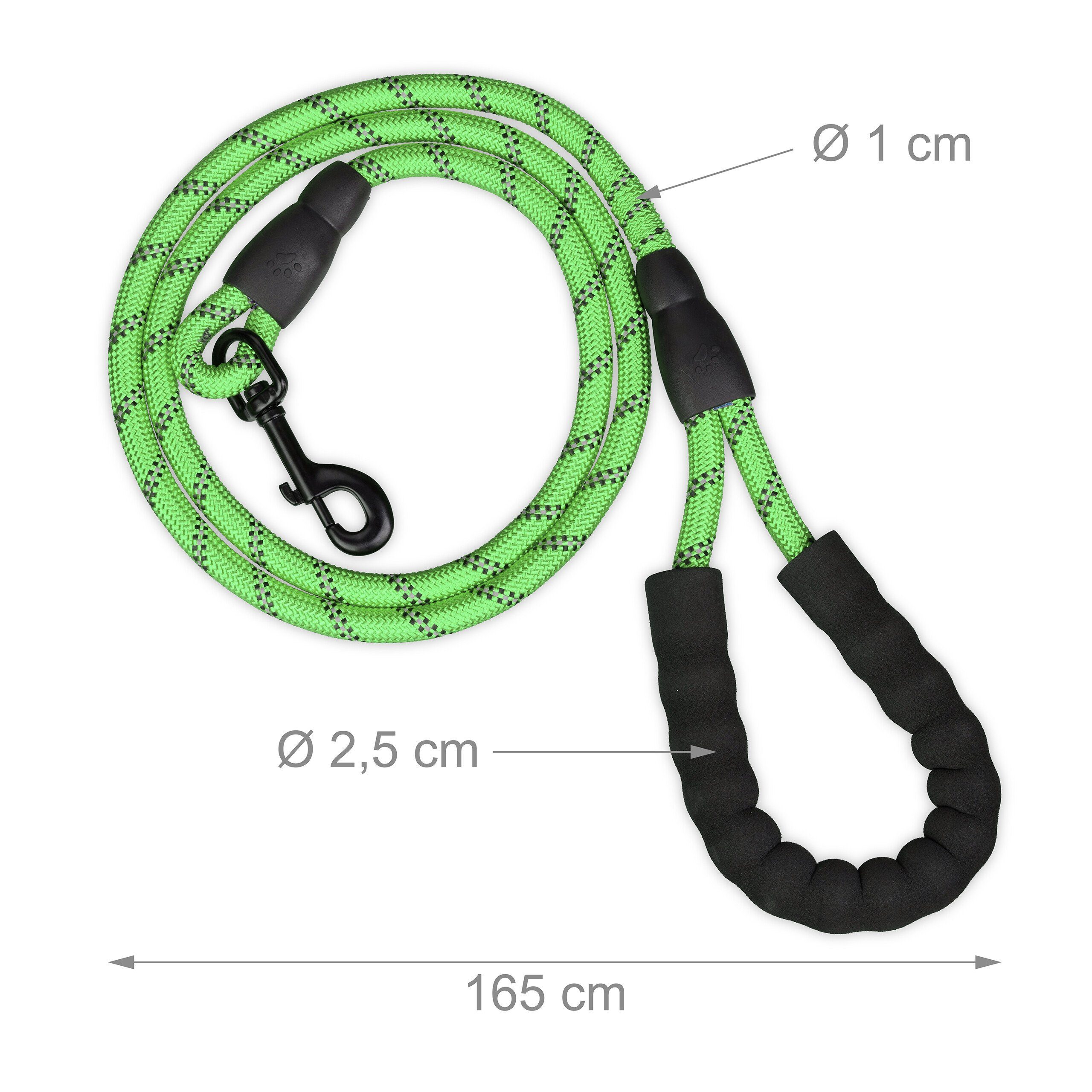relaxdays Hundeleine Gepolsterte Hundeleine grün 150 cm, Nylon