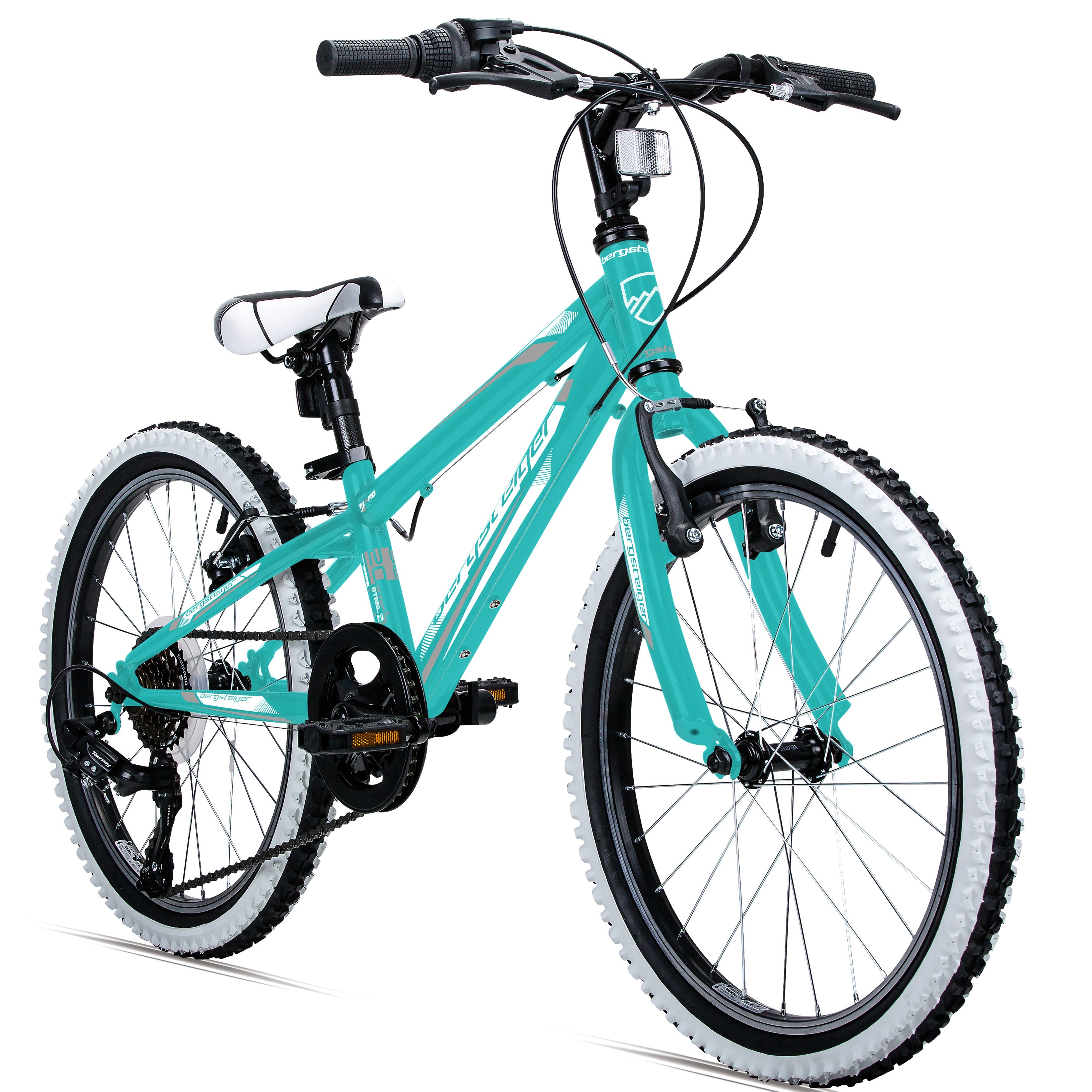 bergsteiger Kinderfahrrad Kansas 20, 24 Zoll, 6, 7, 8, 9, 10, 11 Jahre, Mädchen, Jungen, 6 Gang Shimano Tourney RD-TY300 Schaltwerk, Kettenschaltung, V-Brakes