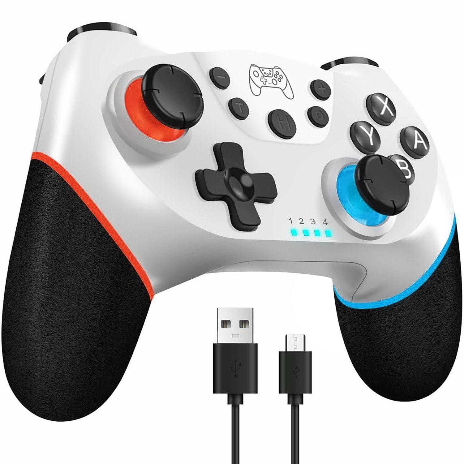 Controller Gamepad) Rot-Blau, (Bluetooth 6 für Controller Nintendo- Funktion Achsen Lite/OLED Wireless Pro, Switch/Switch Turbo Haiaveng Nintendo Wireless