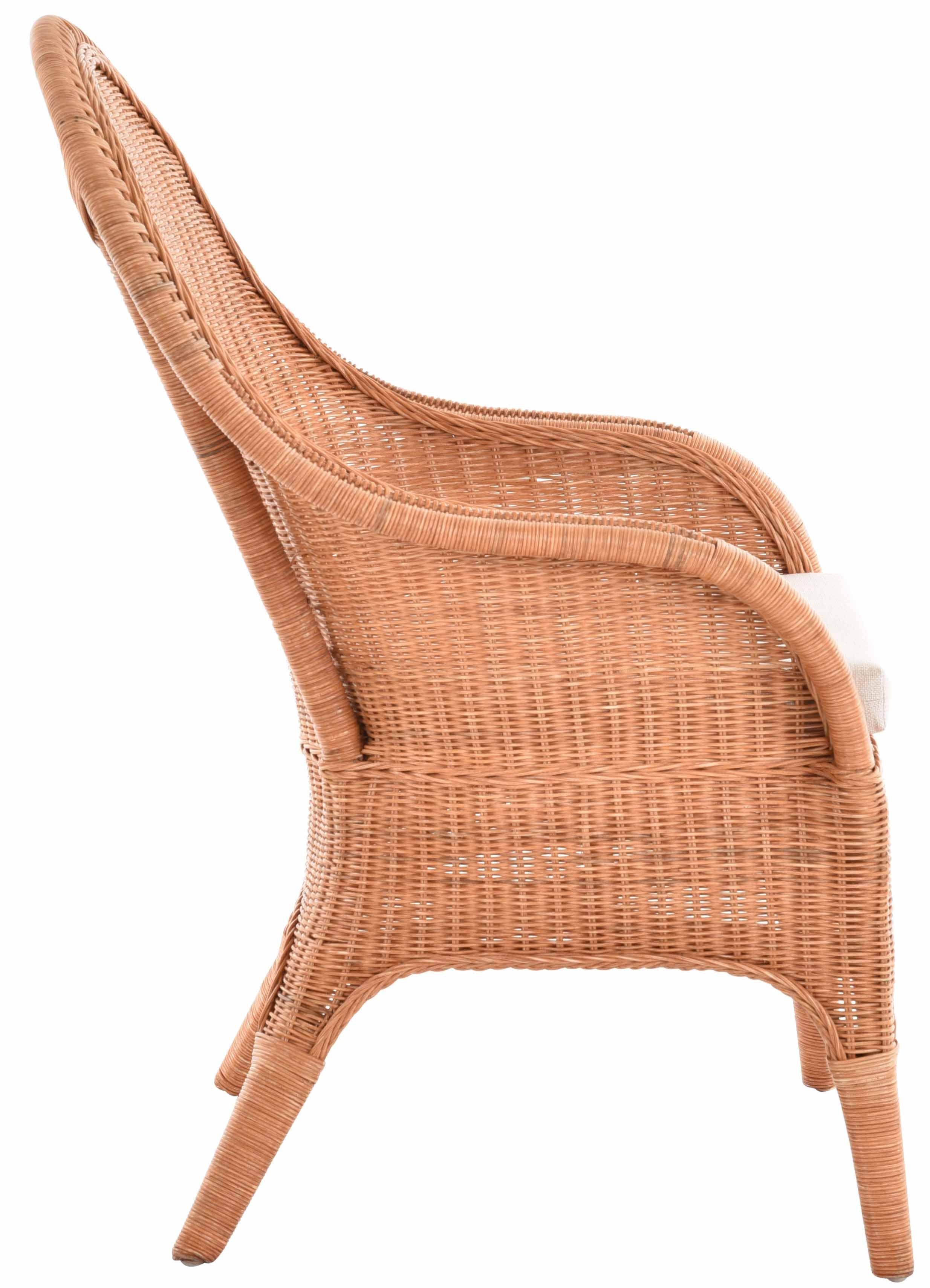 Krines Home Rattanstuhl Rattansessel hohe Rückenlehne Rattan Esszimmerstuhl Breite Armlehnen, Breite Armlehnen