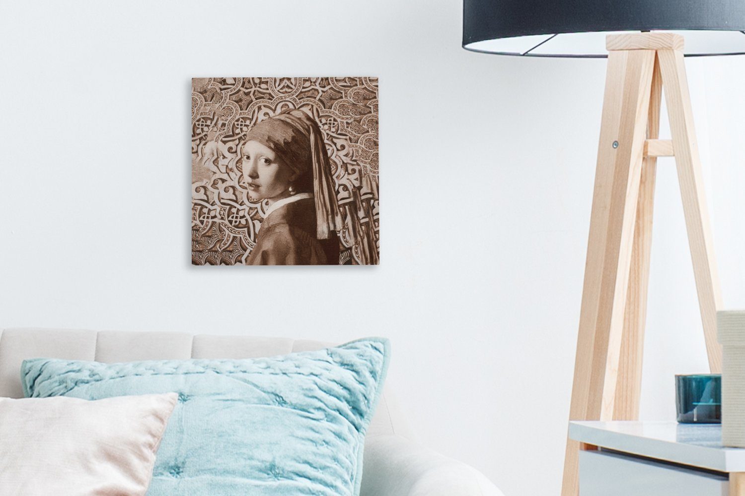 Vermeer OneMillionCanvasses® Das Gemälde Bilder Braun, St), Schlafzimmer - - dem Wohnzimmer Perlenohrring Mädchen mit Leinwand für (1