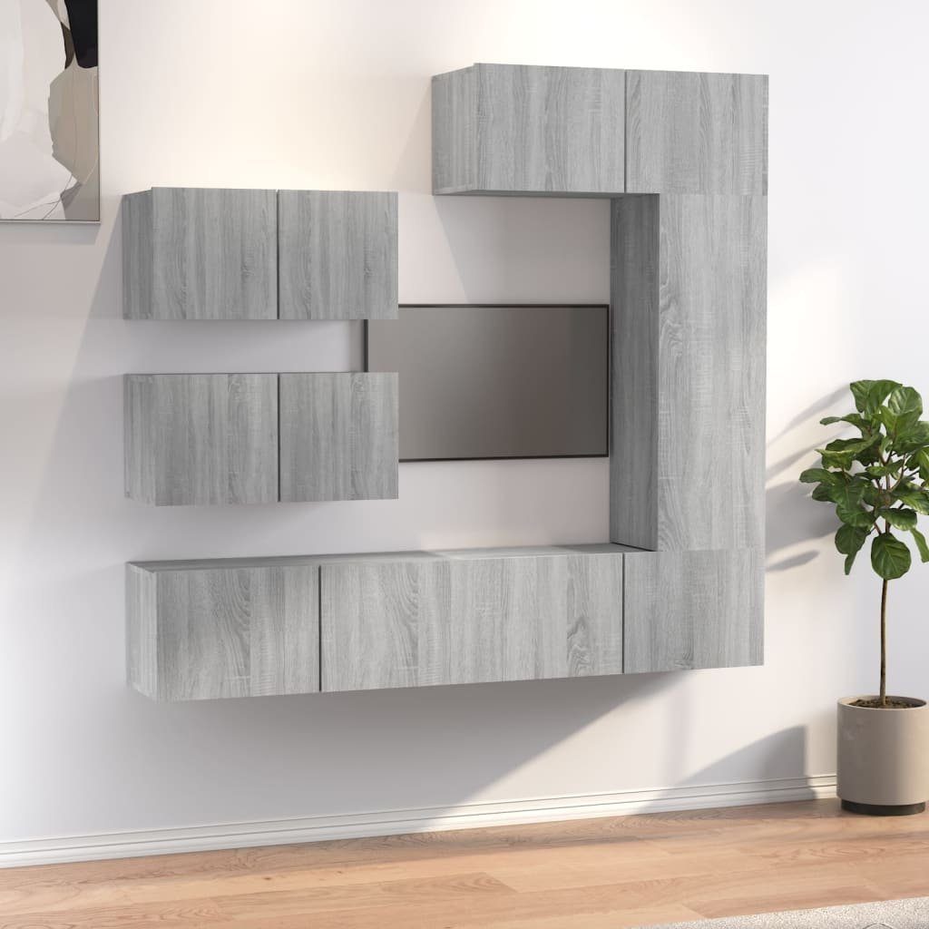 furnicato TV-Schrank 6-tlg. TV-Schrank-Set Grau Sonoma Holzwerkstoff | TV-Schränke