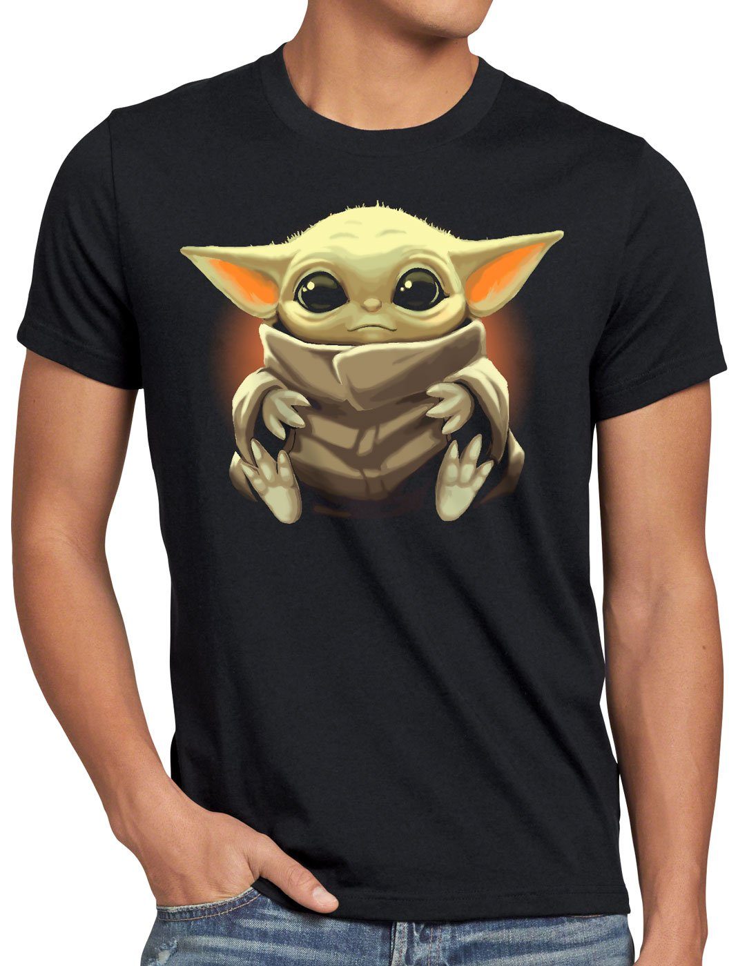 kopfgeldjäger Chibi Yoda Print-Shirt mando Herren mini style3 T-Shirt