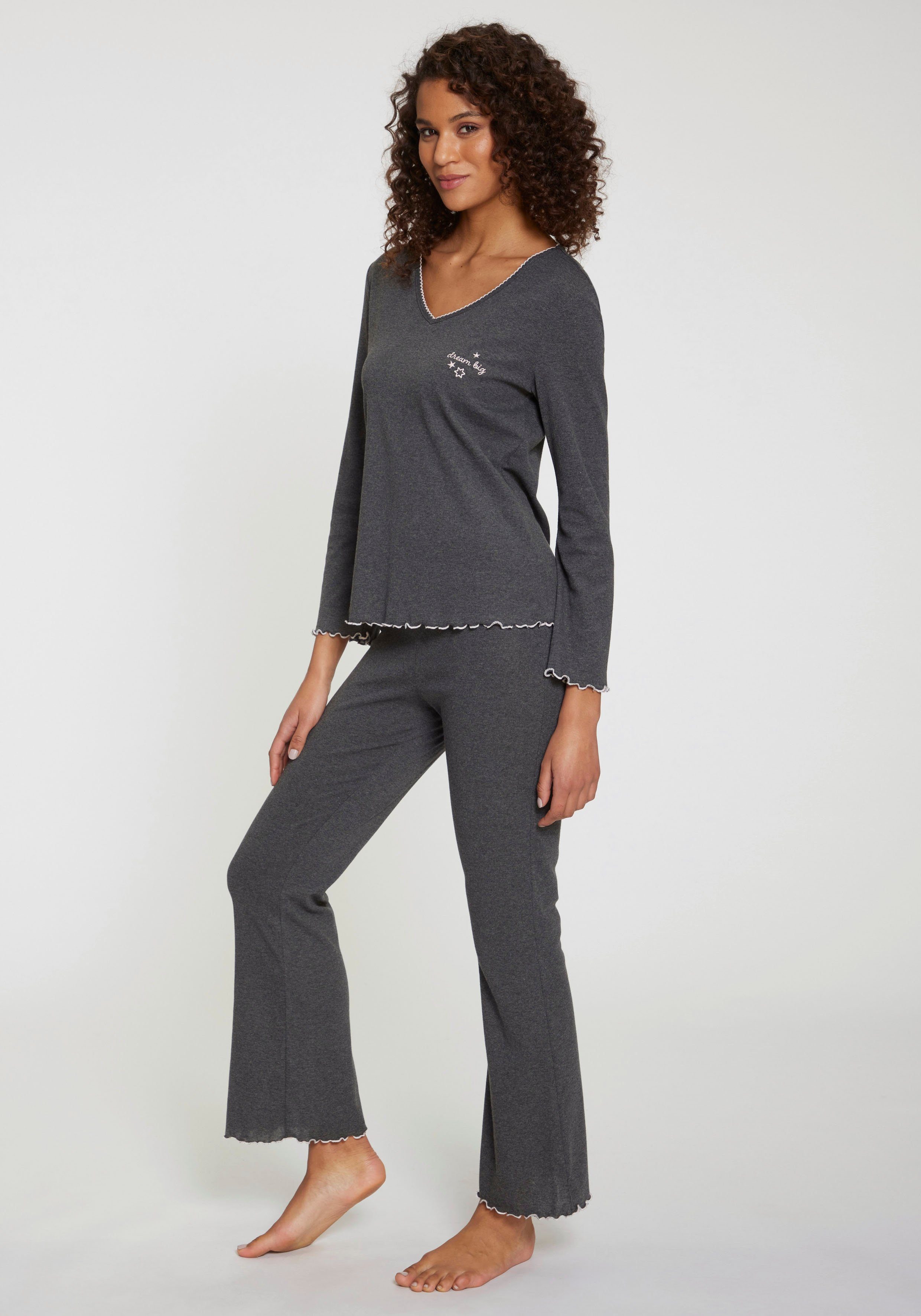 s.Oliver Pyjama (Set, 2 tlg) mit Babylock-Abschlüssen