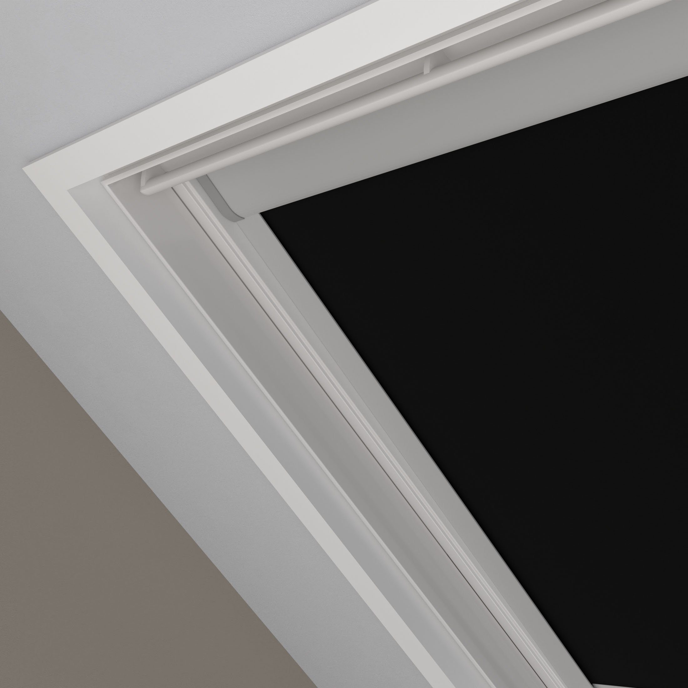 Dachfensterrollo Sky-Rollo, my home, verdunkelnd, mit schwarz Kassette Dachfenster-Rollo und Bohren, Seitenprofilen verschraubt, in Führungsschienen, mit
