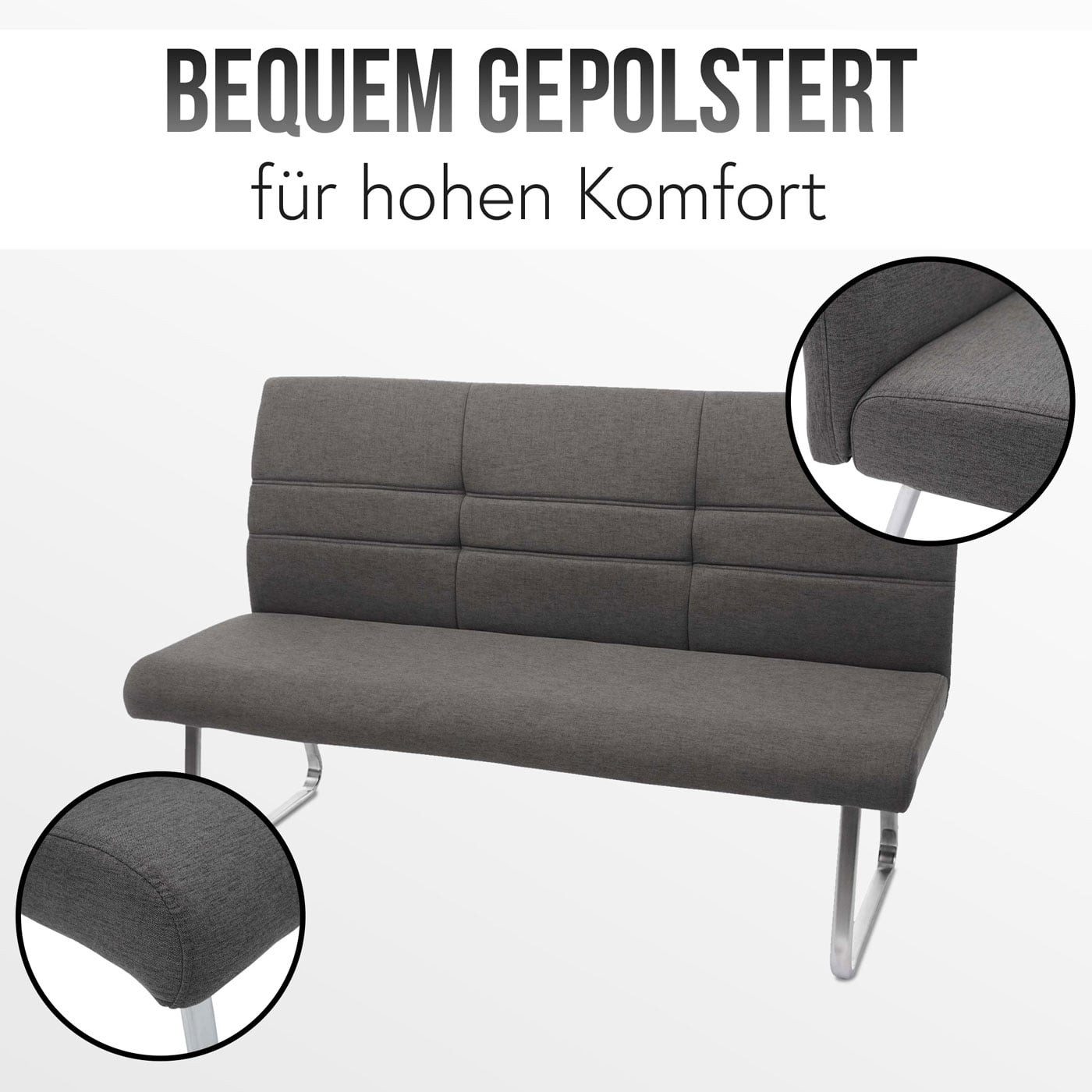 MCW Polsterbank MCW-G55, 3-Sitzplätze, mit Polster, hohe Rückenlehne, 120 kg belastbar