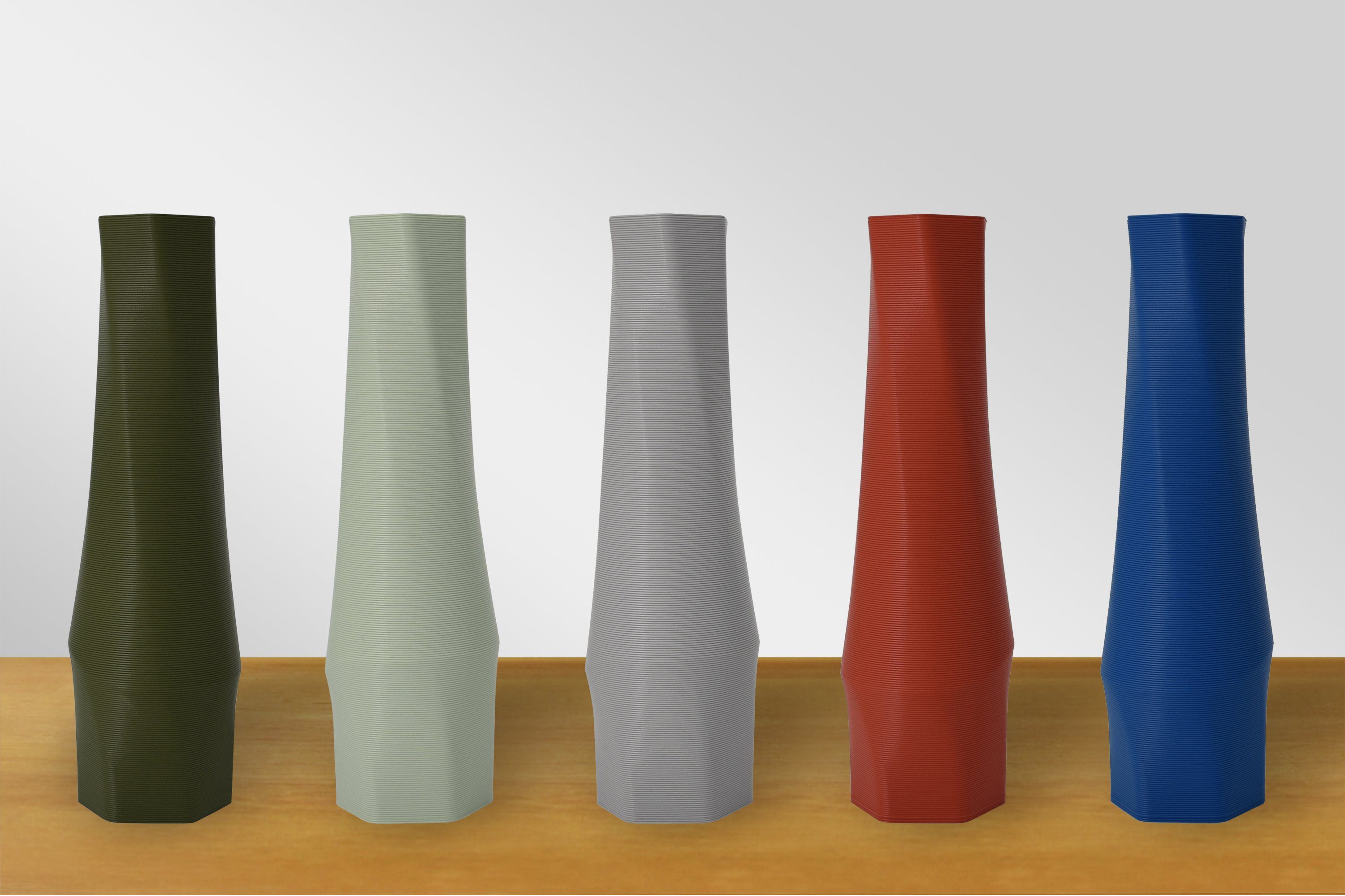 (basic), geometrio. Vasen, 3 Spar-Set, Größen), Leichte Vasen Wasserdicht; Materials verschiedenen in Struktur Decorations Set, Dekovase, (3er 3D Grau (Rillung) 3D-Druck 100% 3D Shapes - 3er des Dekovase innerhalb