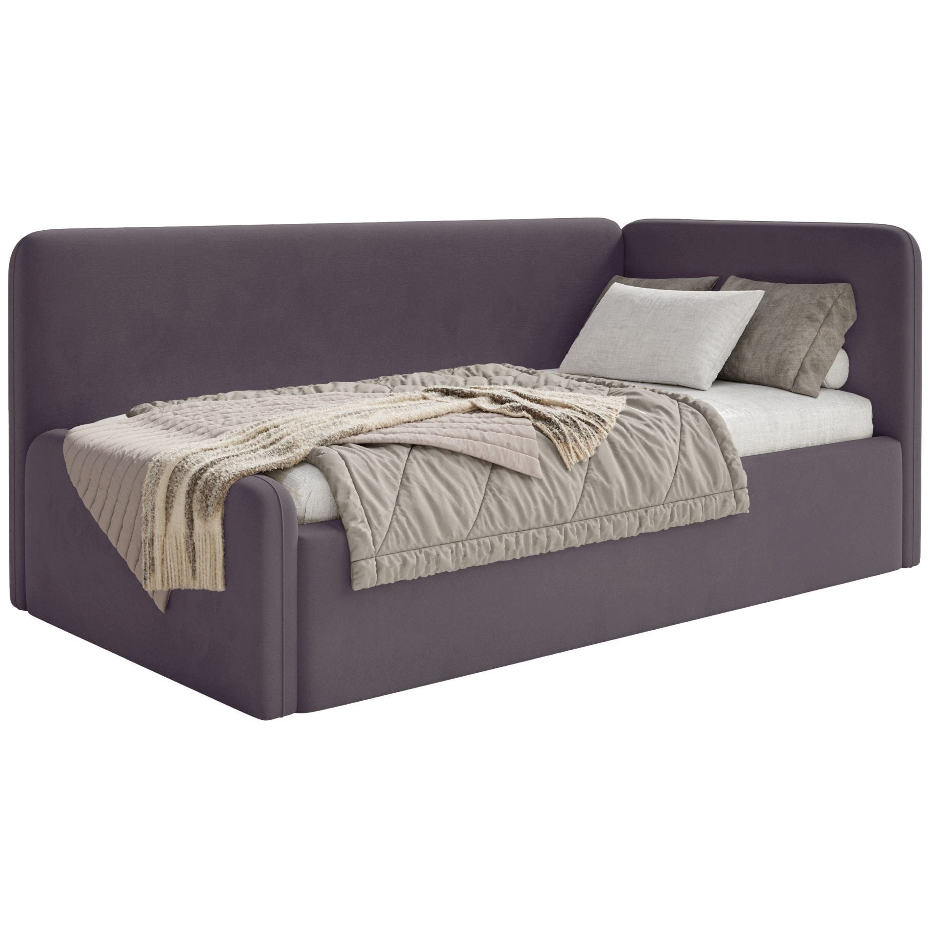 Selsey Jugendbett FANKO, Jugendbett mit Kopfteil, Samt, 90x200 cm