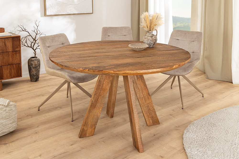 riess-ambiente Esstisch ART WOOD 120cm braun - Mango, Massivholz, Lack, höhenverstellbare Füße (Einzelartikel, 1-St), Küchentisch mit Holzmaserung - ideal für Ess- & Wohnzimmer oder Küche