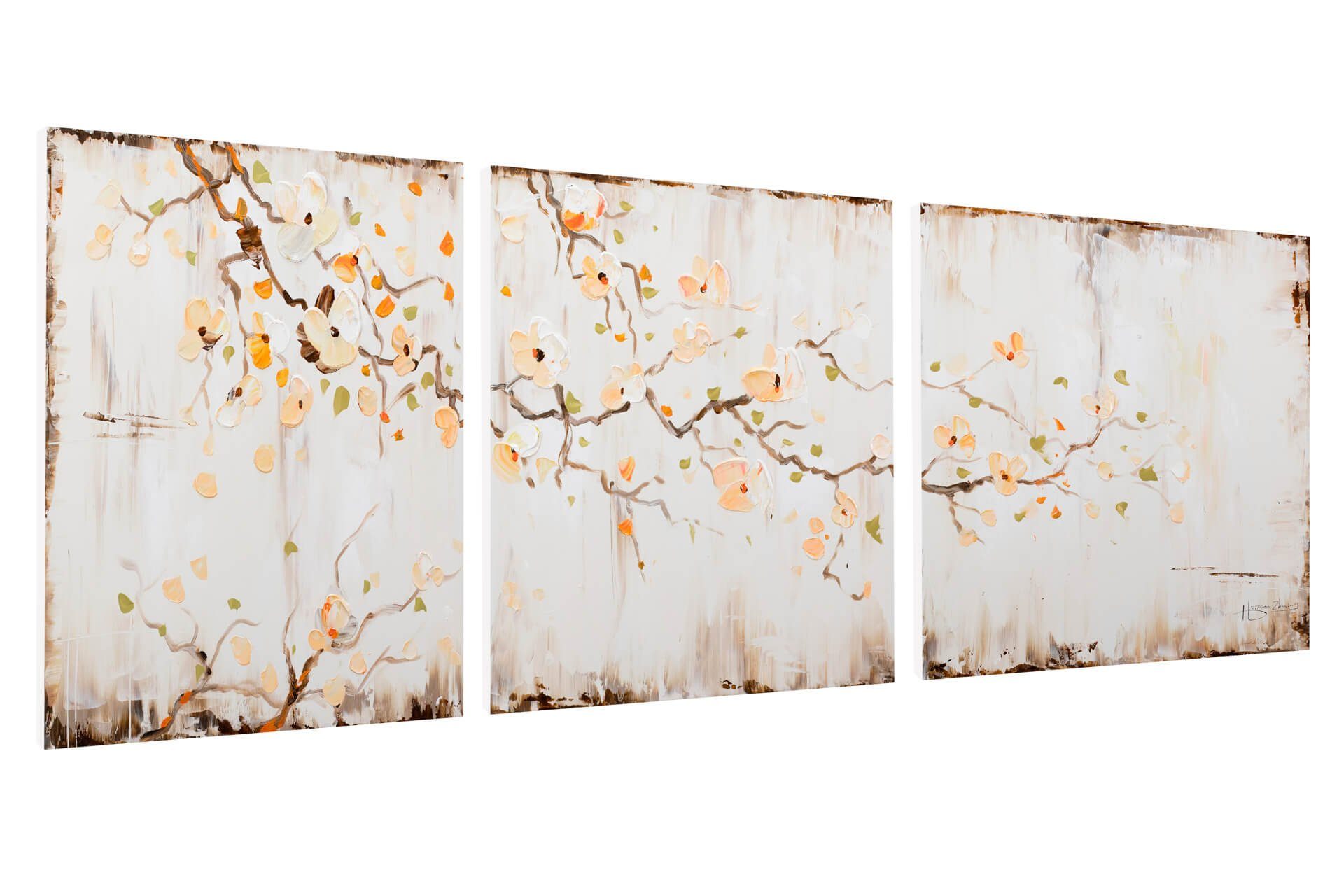 KUNSTLOFT Картина Trinity of Threesome 150x50 cm, Leinwandbild 100% HANDGEMALT Wandbild Wohnzimmer